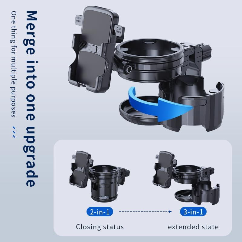 3-In-1 Stroller Cup Phone Holder Attachment, Universal Cup Holder with Adjustable Phone Mount, Double Cup Holder for Walker, Wheelchair, Fits Most Donna, Uppababy, Bugaboo, Anti-Slip & Easy Install image number 1