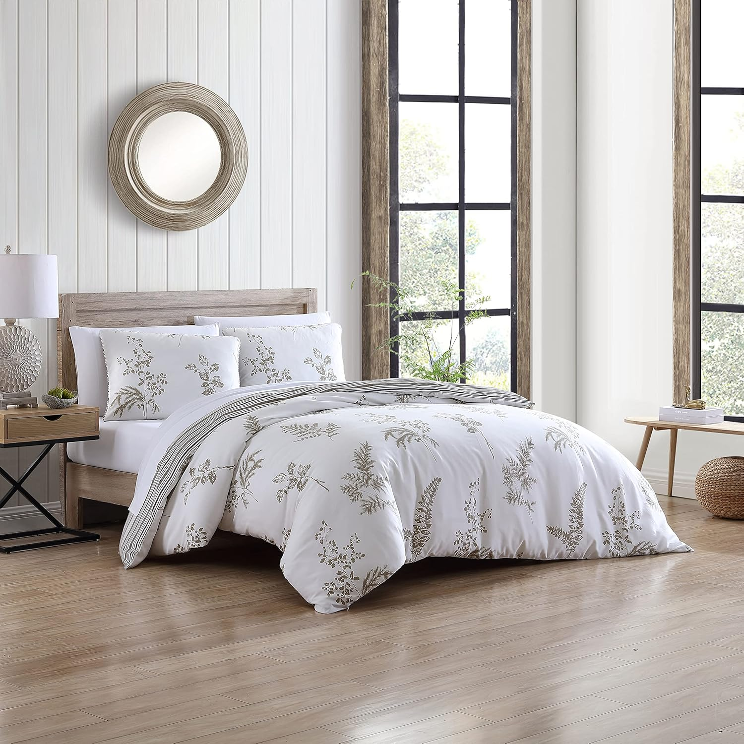 Stone Cottage - Queen Duvet Cover Set, Cotton Sateen Bedding with Matching Shams, Elegant Home Decor (Willow Tan/Beige, Queen) image number 3