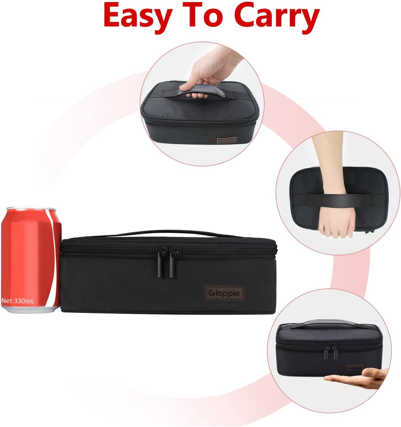 Gloppie Small Lunch Bag for Men Women Insulated Lunch Box Mini Lunchbox Kids Lunch Box Bag Adult Portable Cooler Bags Reusable Snack Bag Black - E. Green image number 5