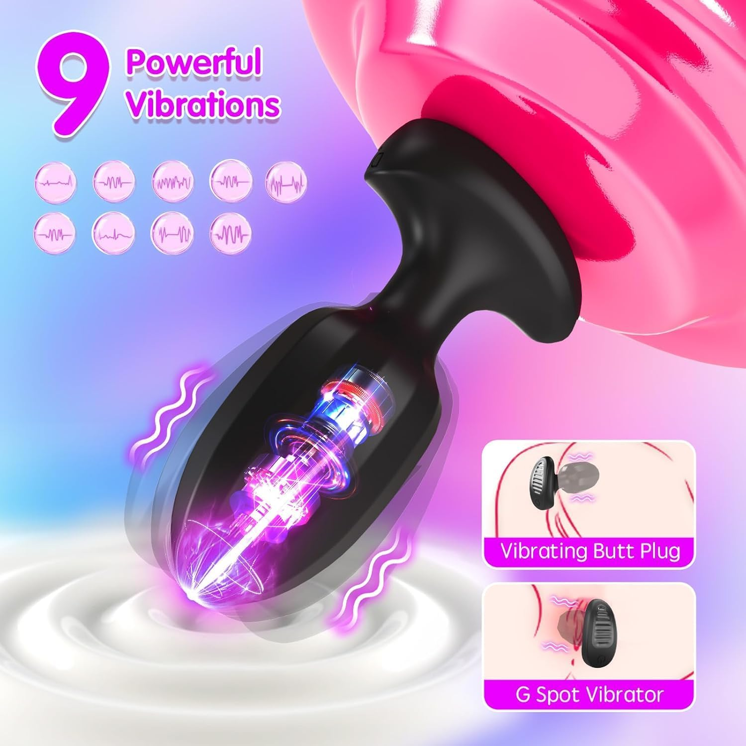 Anal Plug Vibrators Sex Toys - APP Remote Control Prostate Massager with 9 Intense Vibration Modes, Female Wearable G Spot Vibrator Male Vibrating Butt Plug Adult Sex Toys and Games for Men Women image number 4