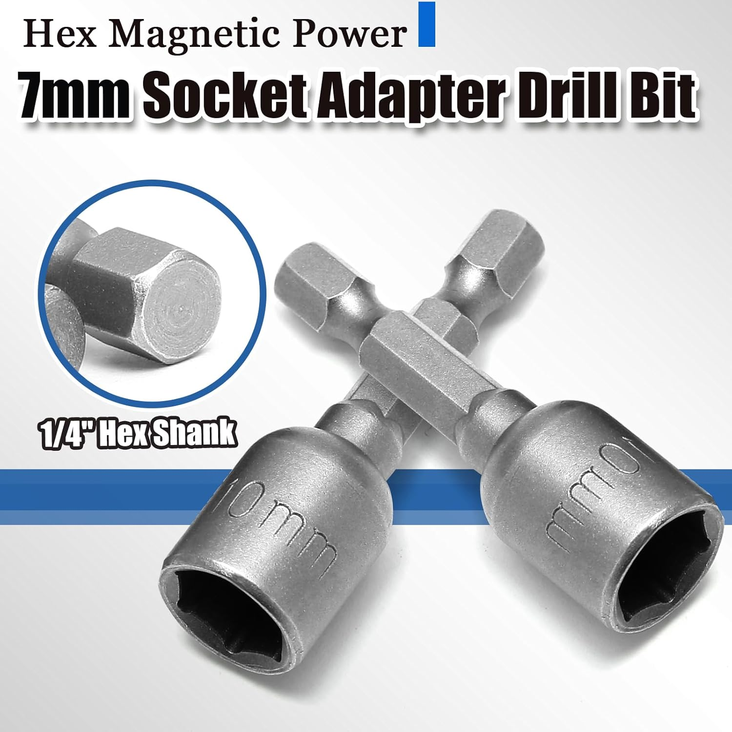 Hordion 2 Pcs Hex Nut Driver Bits 10Mm, 1/4" Hex Shank Quick-Change Power Nut Driver for Electric Drill image number 1