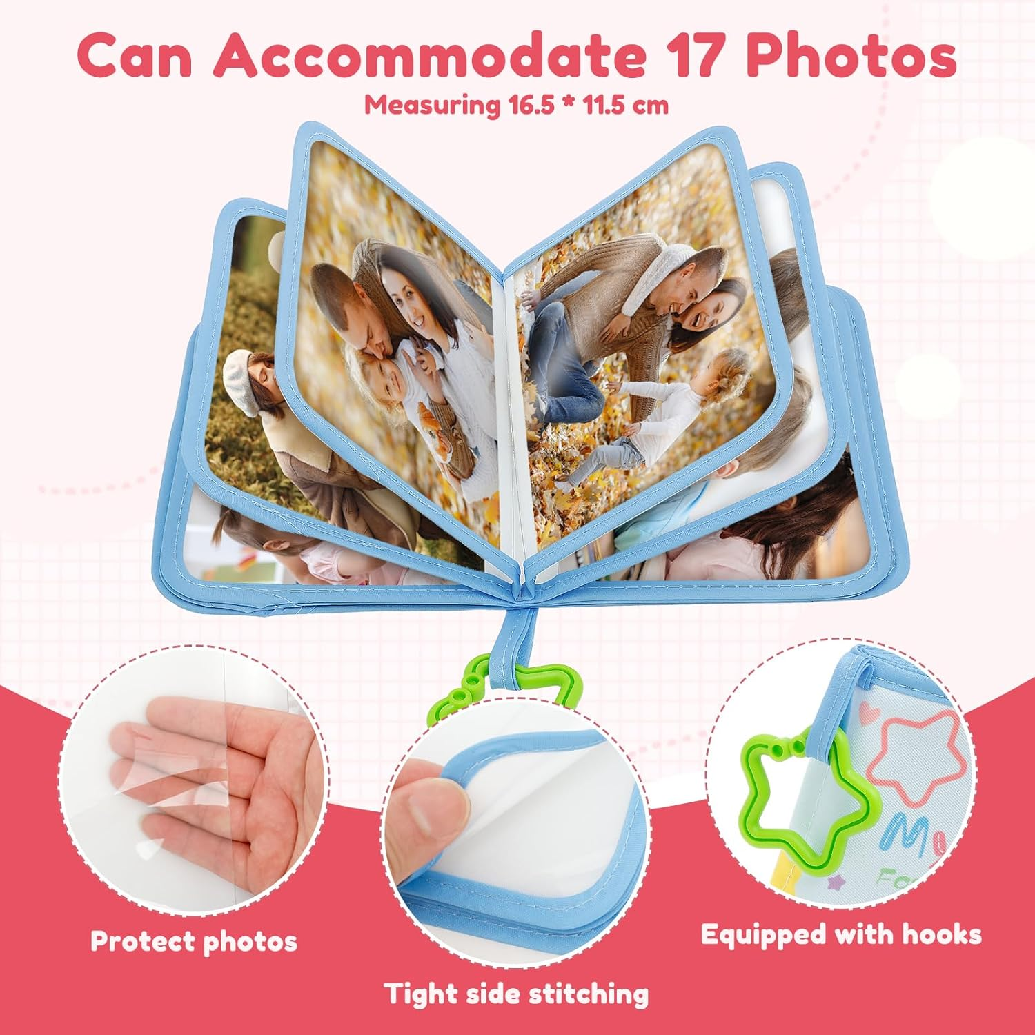 Baby Growth Memory Photo Book Soft Cloth Made with Hook and Safety Mirror Easy to Grasp for Babies and Children image number 4