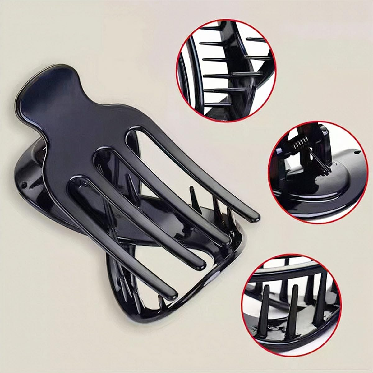 4 PCS French Concord Curved Hair Claws for Women, 3.35 Inch Volume No Slip Grip Banana Clamps for Strong Hold Hair Styling Accessories image number 1