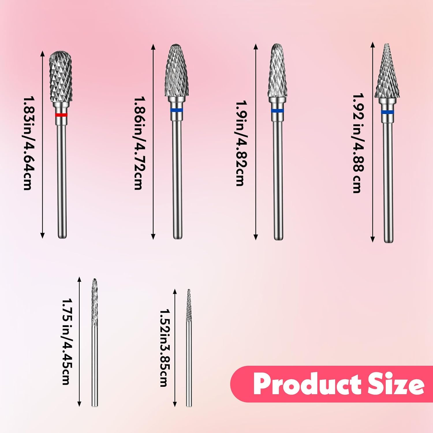 Qianyu Pack of 6 Nail Cutter Attachments Bits for Nail Cutter Carbide for Manicure Remove Gel Polygel 3/32 Inch Nail Bits Nail Drill for Removing Acrylic Nails Gel Nails Cuticles image number 1