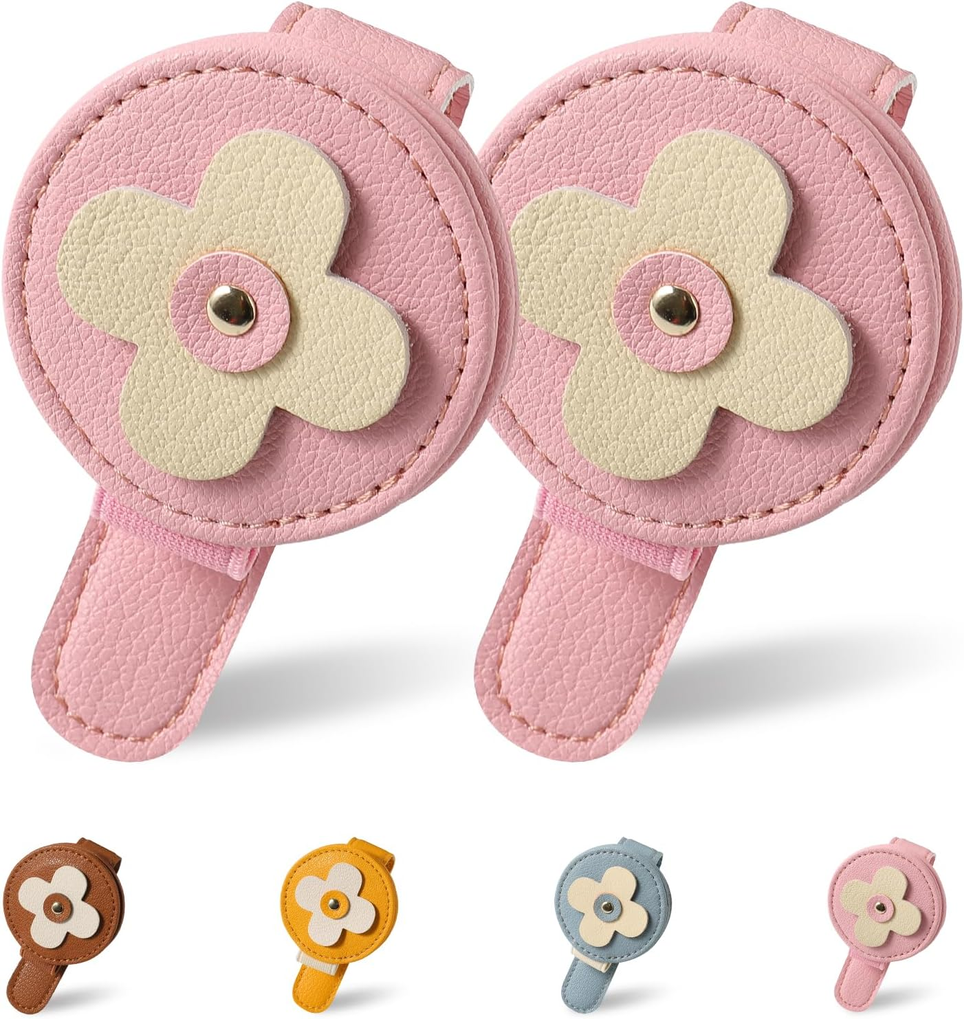 Magnetic Sunglass Holder for Car Visor Clip 2 PCS, Leather Car Glasses Holder, Visor Accessories Eyeglasses Holder Glasses Storage Case (19-Pink) image number 4