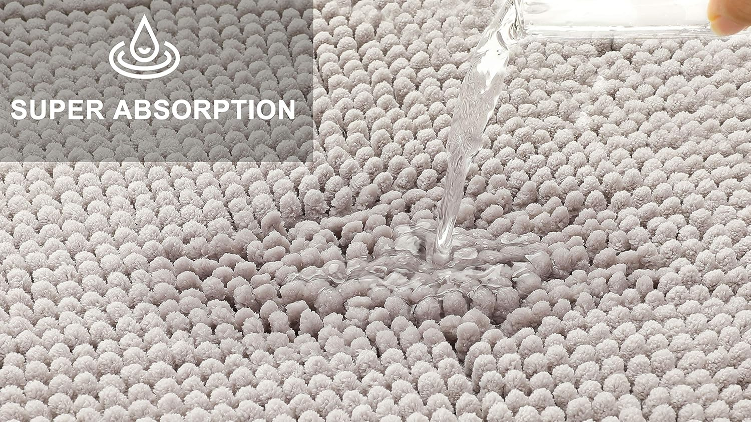 Fluffy&reg; Bath Mat for Corner Showers, Made of Chenille, with Non-Slip Bottom (Round | Inner Dimensions 45 X 45 Cm, Grey) image number 7