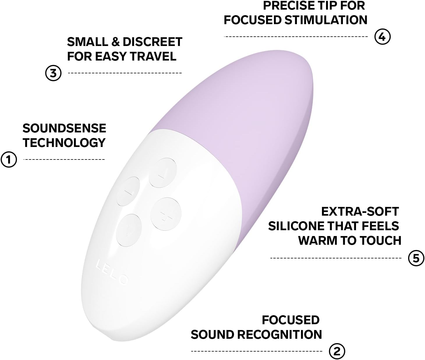 LELO SIRI 3 Sound Activated Small Personal Vibrator, Mini Massager with 8 Pleasure Settings, Small Clit Vibrator with Soundsense Technology, Waterproof Bullet Vibrator for Clit, Calm Lavender image number 3