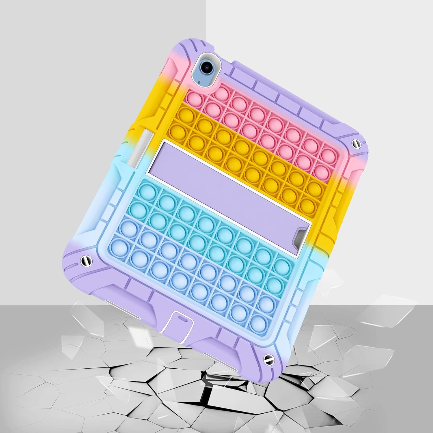 Herize Ipad 10/11Th(A16) Generation 10.9 Inch Case Cover 2022/2025 with Pencil Holder&Shoulder Strap, Ipad 10Th Gen A2757/A2777 Heavy Duty Shockproof Protective Case with Kickstand for Kids Girls Boys - Colorful Purple image number 3