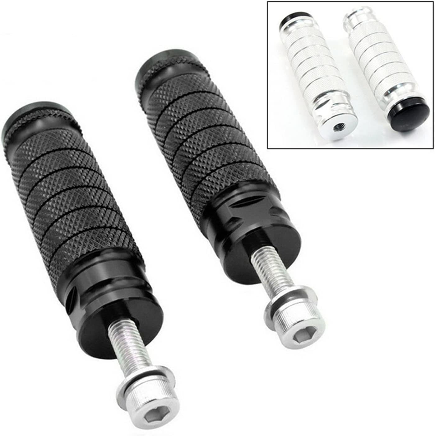 Motorcycle Foot Pegs Footrest Foot Peg Pedal Black Aluminum M8 Thread Rear Set Moto Accessories image number 4