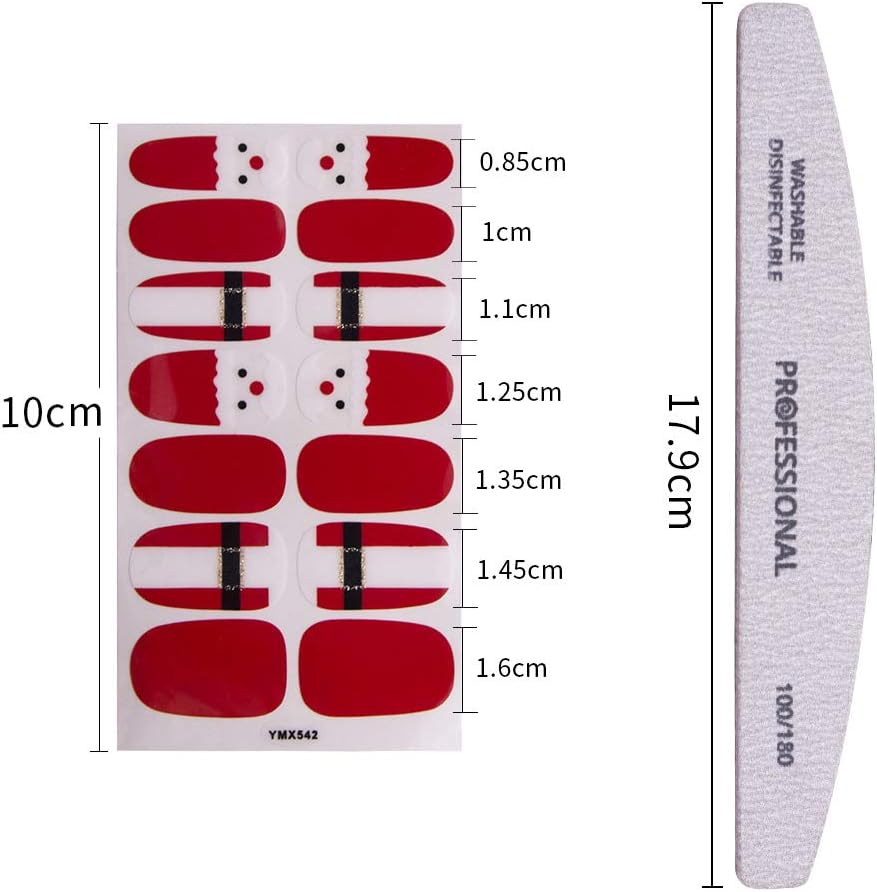EBANKU Christmas Adhesive Nail Polish Stickers 8 Sheets Full Wraps Nail Art Adhesive Decals Christmas Manicure Decal Kit for Woman Girls(With 1Pcs Nail File) image number 3