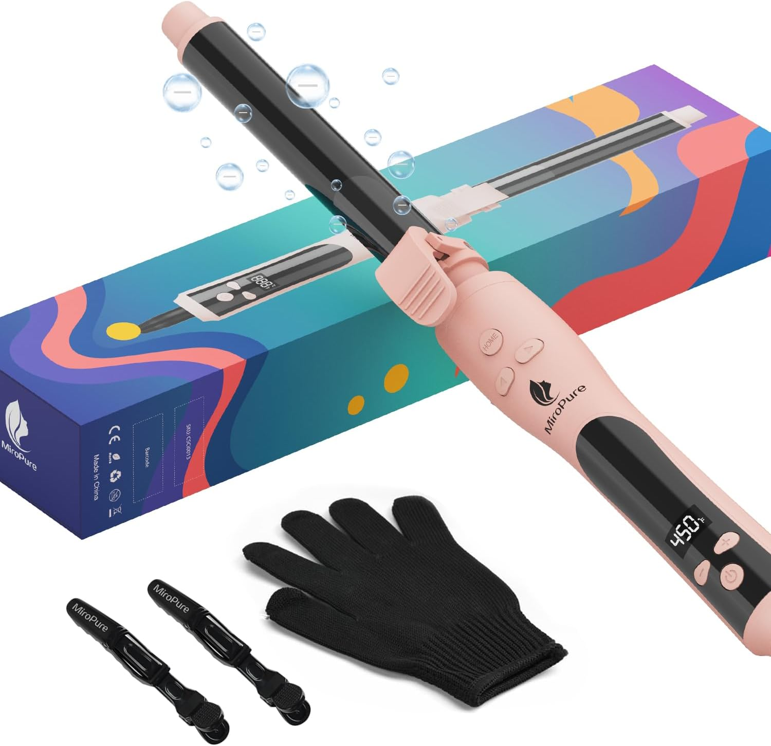 Miropure Automatic Curling Iron, 1 Inch Ionic Hair Curler, Self Rotating Curling Wand with Longer Barrel for Waves and Curls, Unique Button to Enable/Distable Rotation, Get Rid of Accidentally Hit image number 5
