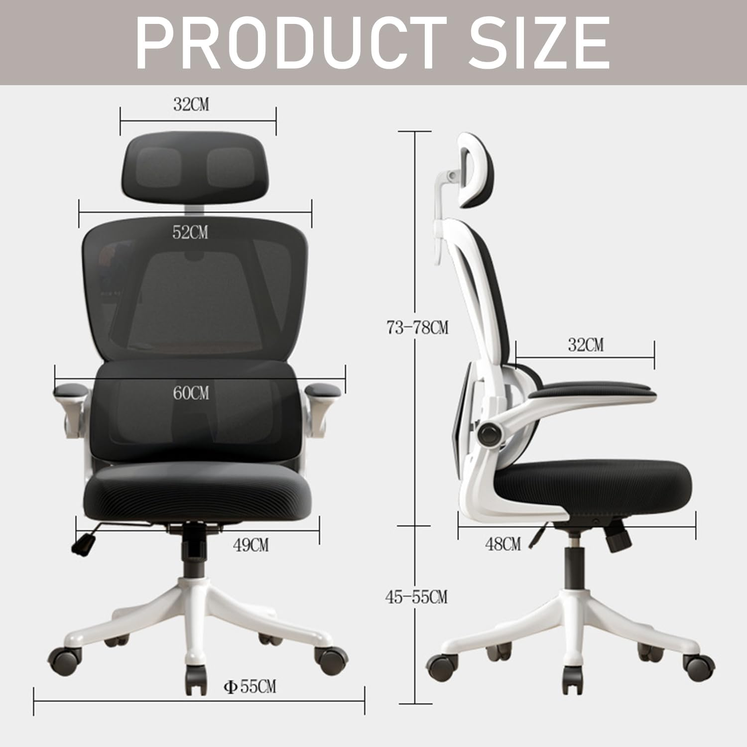 Uandhome Office Chair,Ergonomic Desk Chair,Home Office Desk Chair with Adjustable Headrest & Armrests,Computer Desk Chair,Comfortable Lumbar Support,Breathable Cushion for Home,Meeting(Black) image number 1