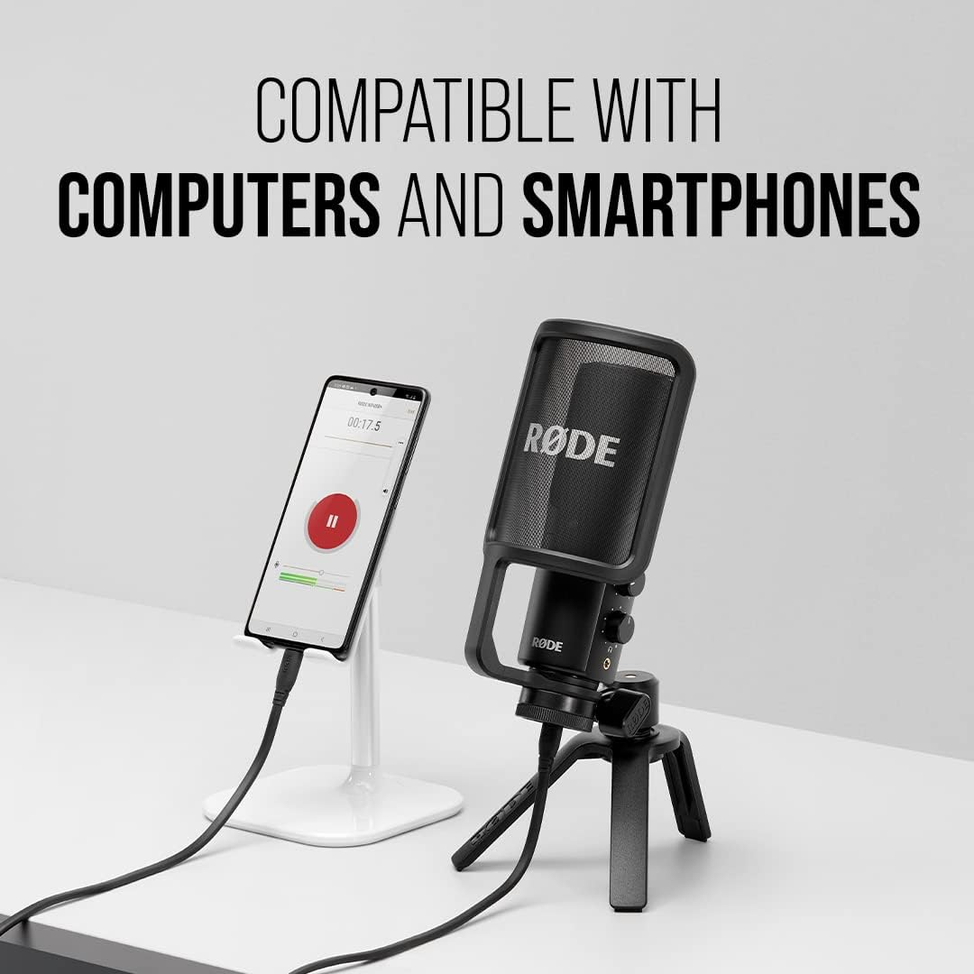 R&Oslash;DE NT-USB+ Professional-Grade USB Microphone for Podcasting, Streaming, Gaming, Music Production, Vocal and Instrument Recording image number 4