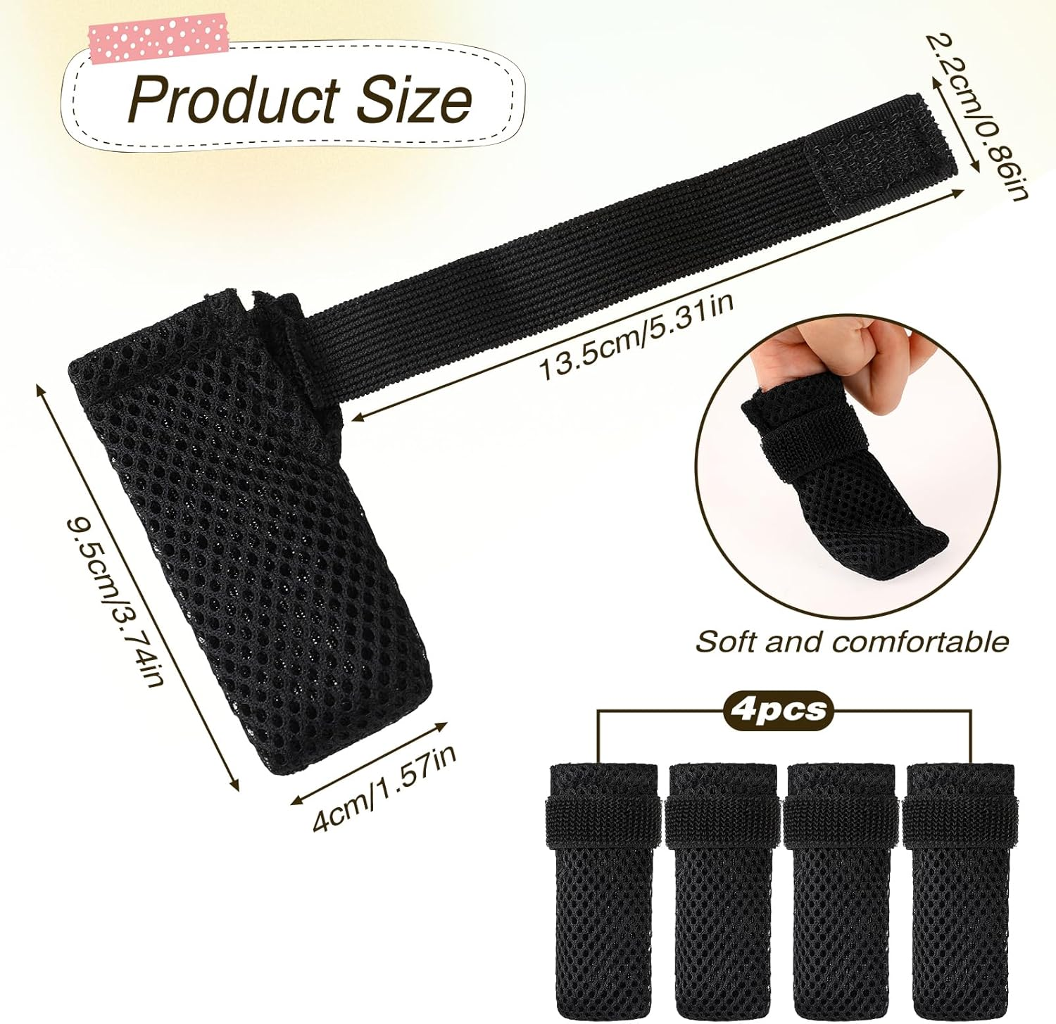 KALIONE Cat Boots - 4 Packs Claw Covers, Black anti Scratch Mittens, Breathable Mesh Foot Covers, Adjustable Claw Protectors for Indoor Cat Bathing & Nail Cutting image number 4