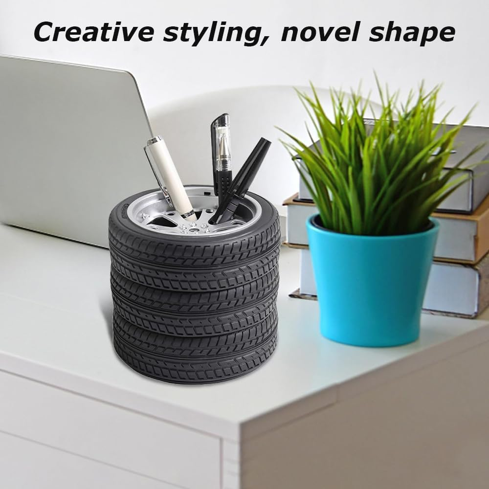 Tire Pen Holder,Fountain Pen Organiser,Table Ornaments,Stand Unique Novelty Pen,Learning Stationery Storage,For Desk,Home,Office Accessories image number 6