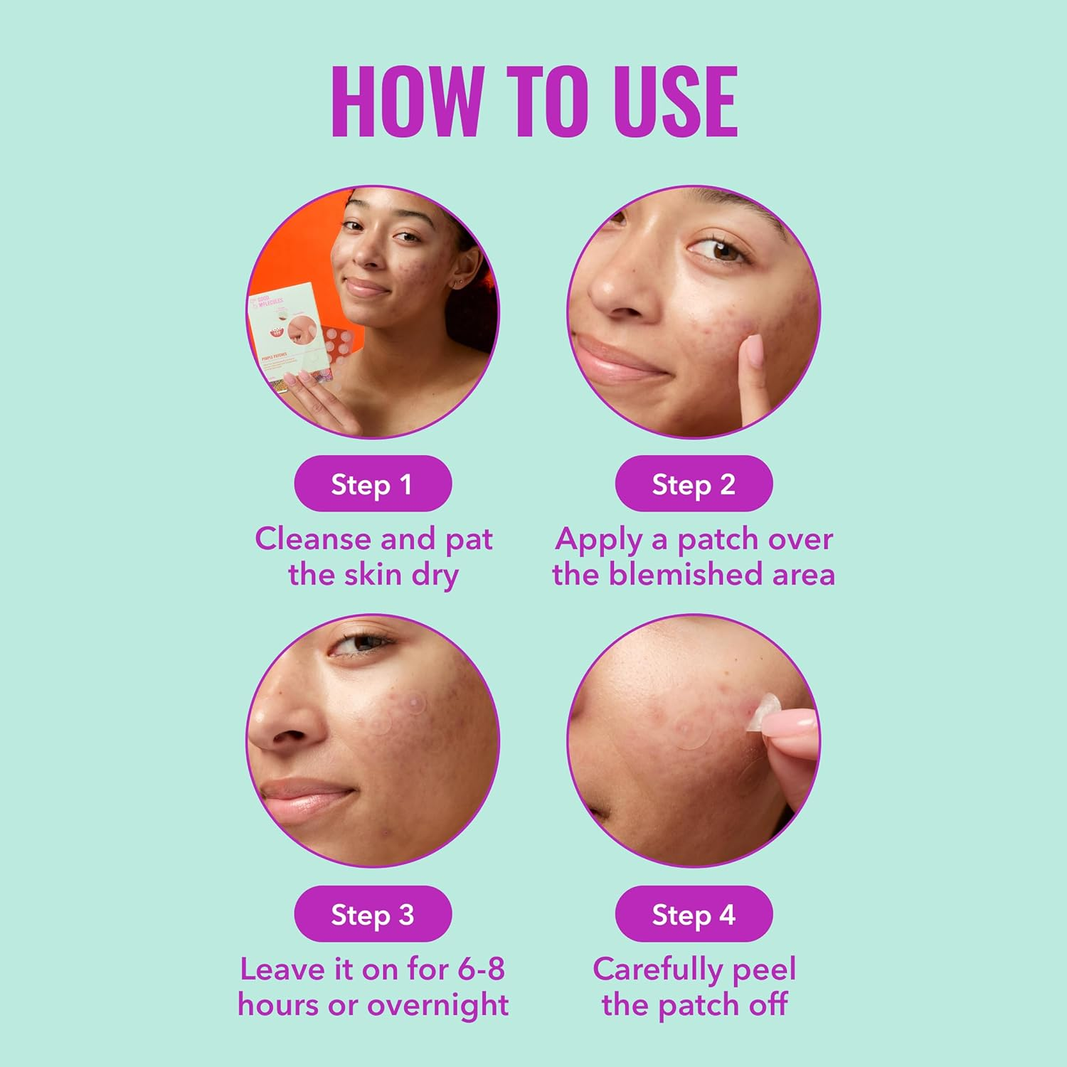 Good Molecules Pimple Patches 60 Pack - Ultra-Thin Hydrocolloid Acne Patches to Conceal Breakouts, Blackheads, and Blemishes - Acne Spot Treatment, Skin Care for Face image number 1