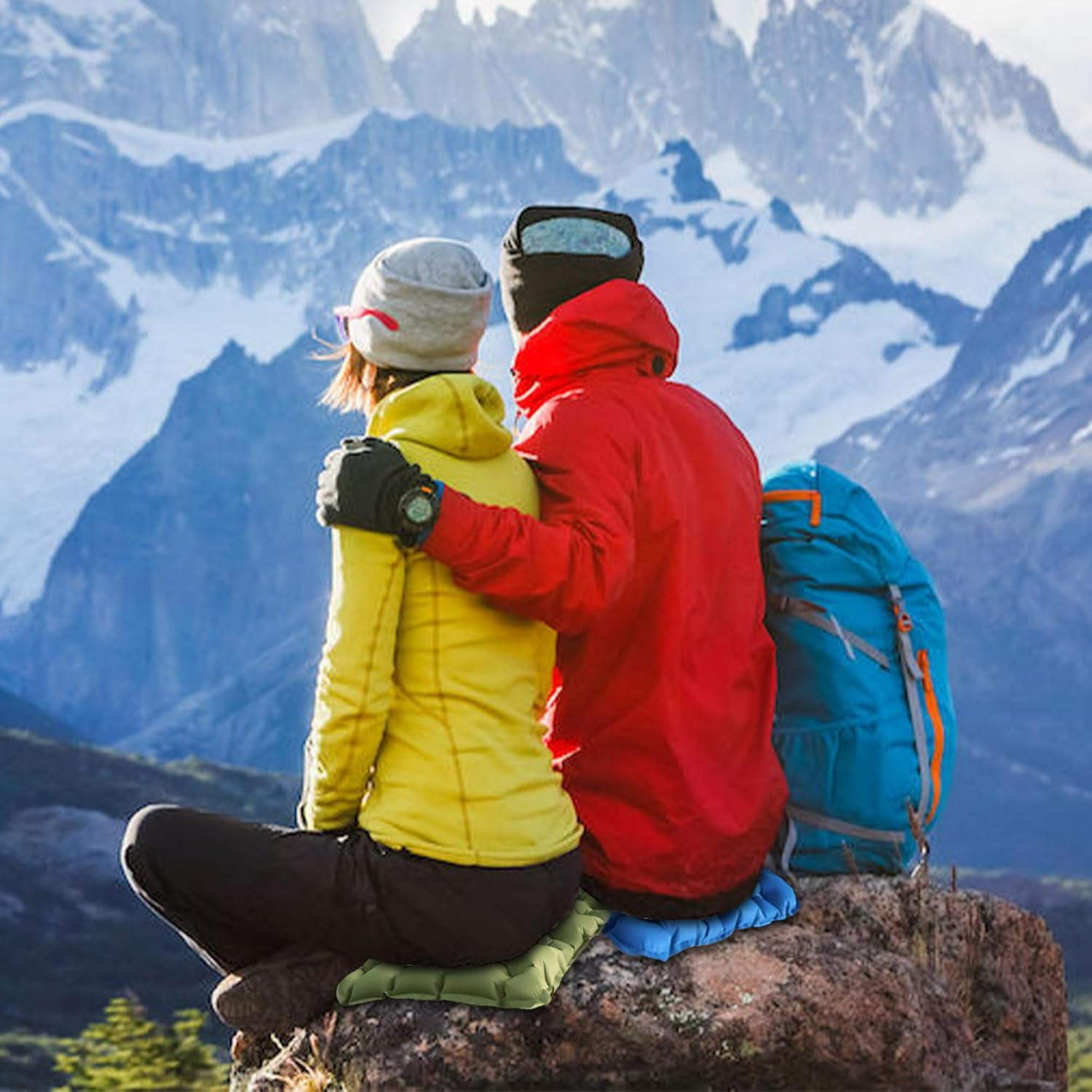 YEEKORO Inflatable Seat Cushion, Lightweight Camping Air Sitting Pad with Repair Cloths, Waterproof Stadium Seat Pad, Portable Seat Cushion for Climbing Hiking Office Airplane Car Stadium Seat