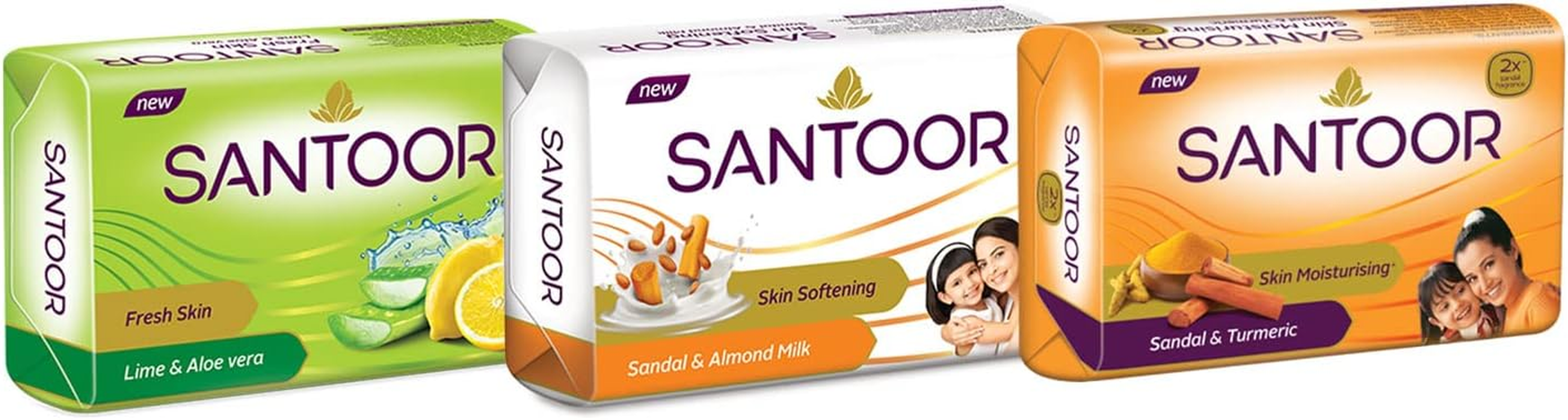 Santoor Sandal and Almond Milk Soap 125G (Pack of 5)(Free)