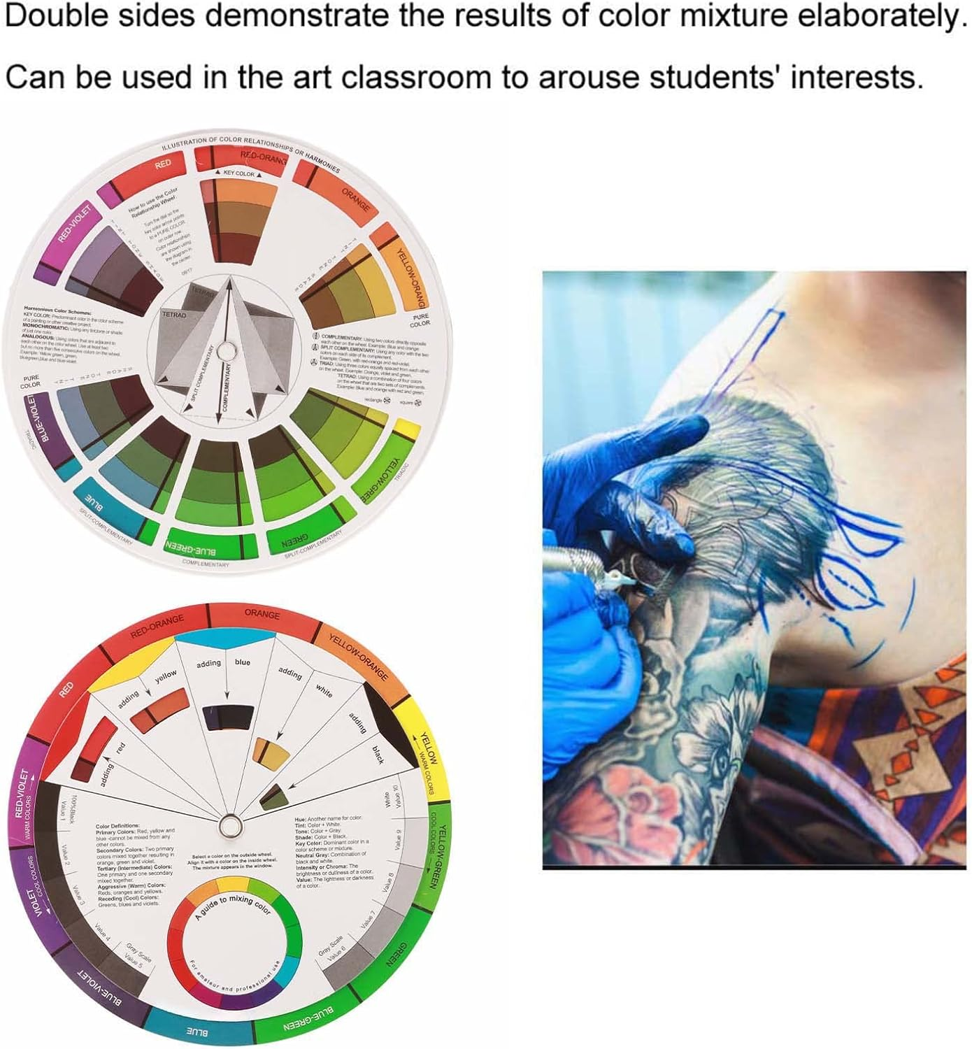 Color Mix Wheel Guide, Color Tool Create Combinations Match Colors Portable for Painting Drawing Graphic Design Projects Beginners Professionals Alike Designers Artists