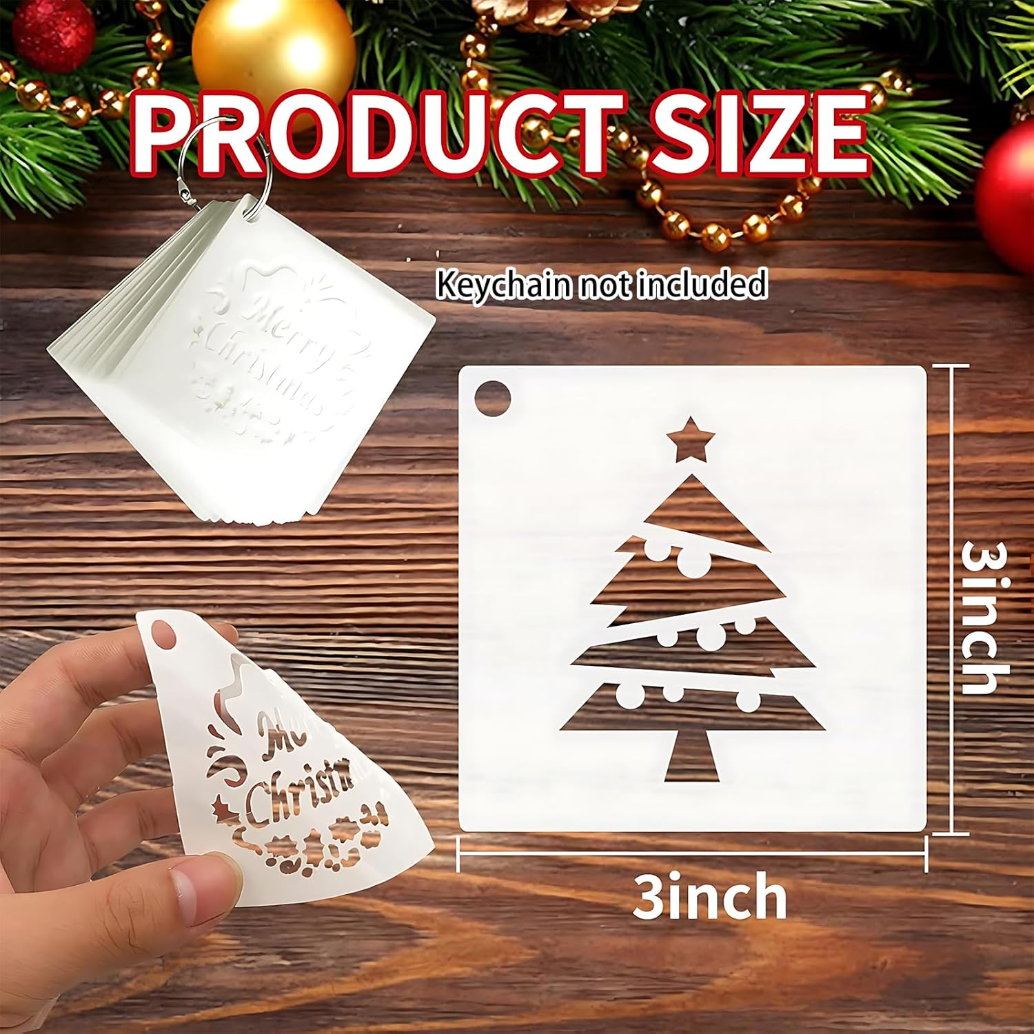 24 Pcs Christmas Stencils for Painting, Reusable Stencil Set for Crafts, DIY Wood Decorations, Includes Santa Claus, Tree, Snowflakes, Snowman image number 1