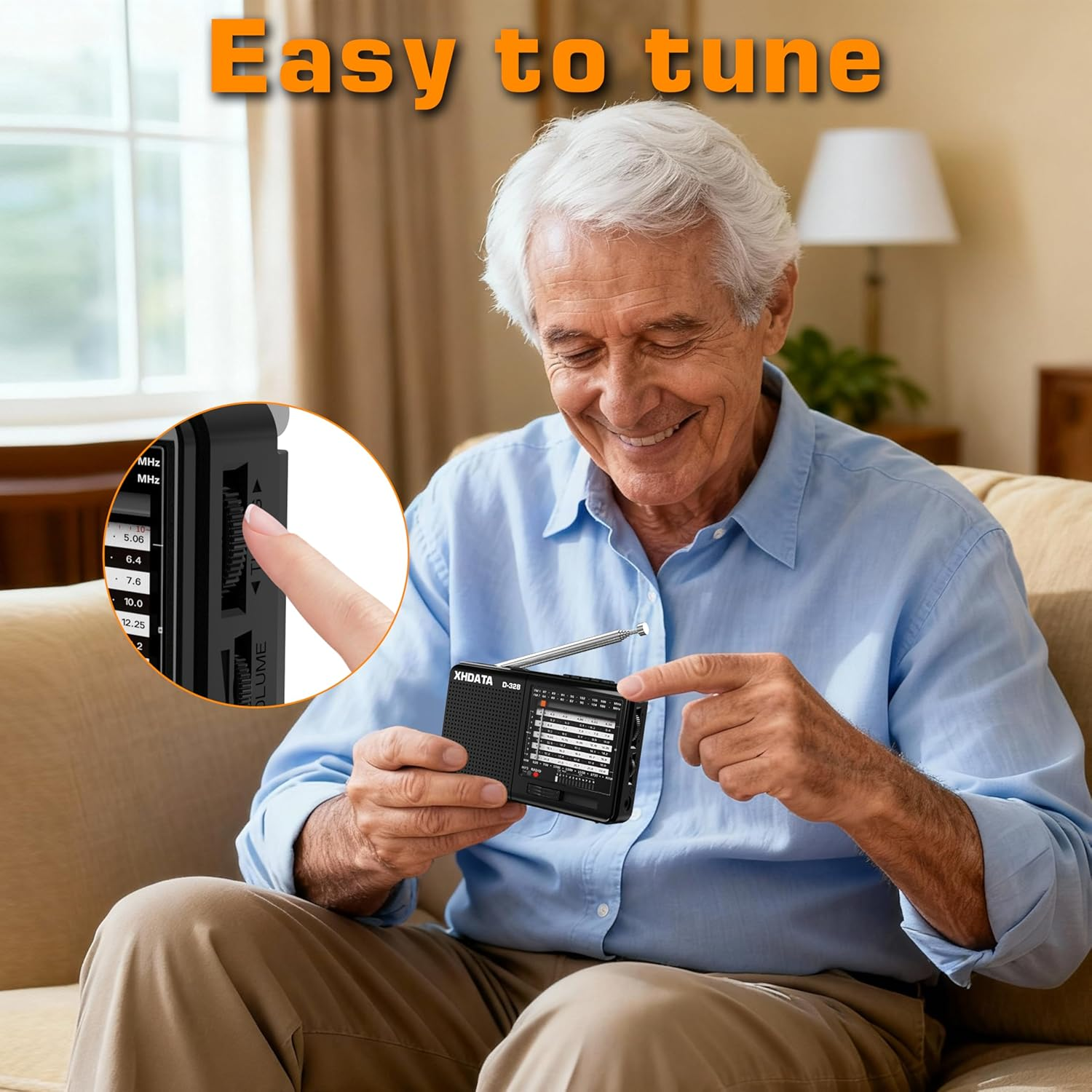 XHDATA D-328 Shortwave AM FM DSP Portable Small Multi Band Radio Stereo MP3 Player with Rechargeable Battery Earphone Jack Portable Multimedia Speaker with USB Micro SD Card Jack (Black) image number 3