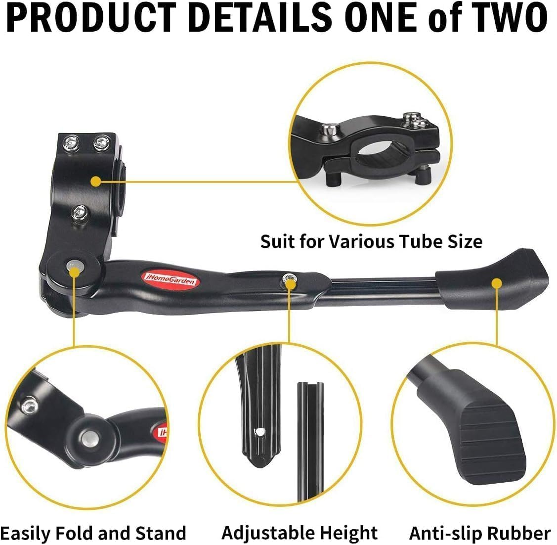 Gamexcel Bike Kickstand Bike Stand for Mountain Bike - Kickstands for Kids Bike, Bicycle Kickstand for Road Bike, Kick Stand for Bike - Bike Side Stand Fit for 22" 24" 26" 700C Road Bike/Bmx/Mtb image number 4