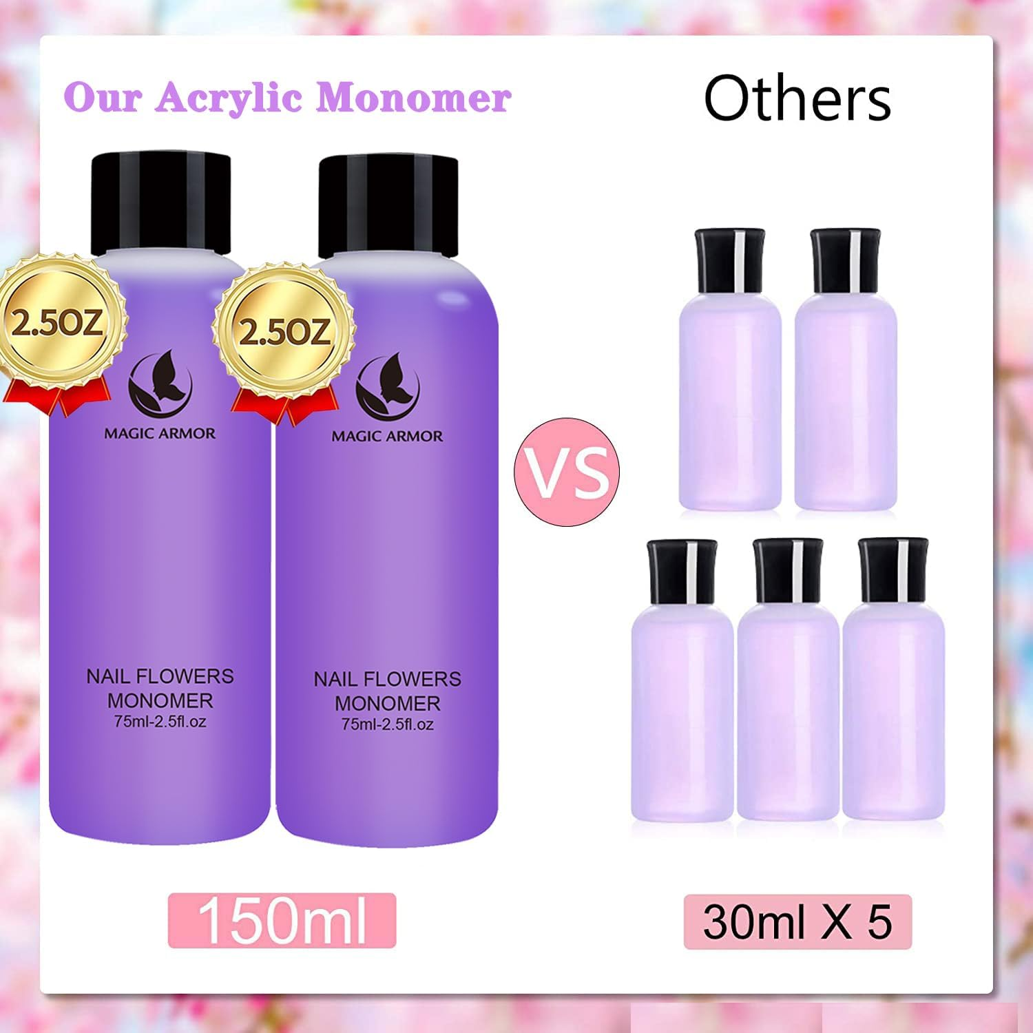 MAGIC ARMOR Acrylic Liquid Monomer 2Pcs 75Ml for Acrylic Gel Nails Professional Acrylic Powder Acrylic Liquid Low Odor Liquid Monomer Nail System for Acrylic Nails Extension Quick Dry Time image number 6