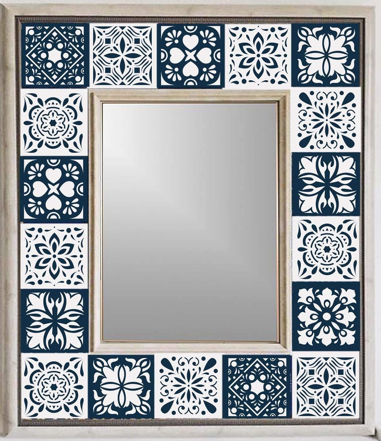 Craftreat Mandala Tile Stencils for Painting on Wood, Canvas, Paper, Fabric, Floor, Wall and Tile - Mini Tiles - 6X6 Inches - Reusable DIY Art and Craft Stencils - Floor Tile Stencil Craft Supplies image number 1