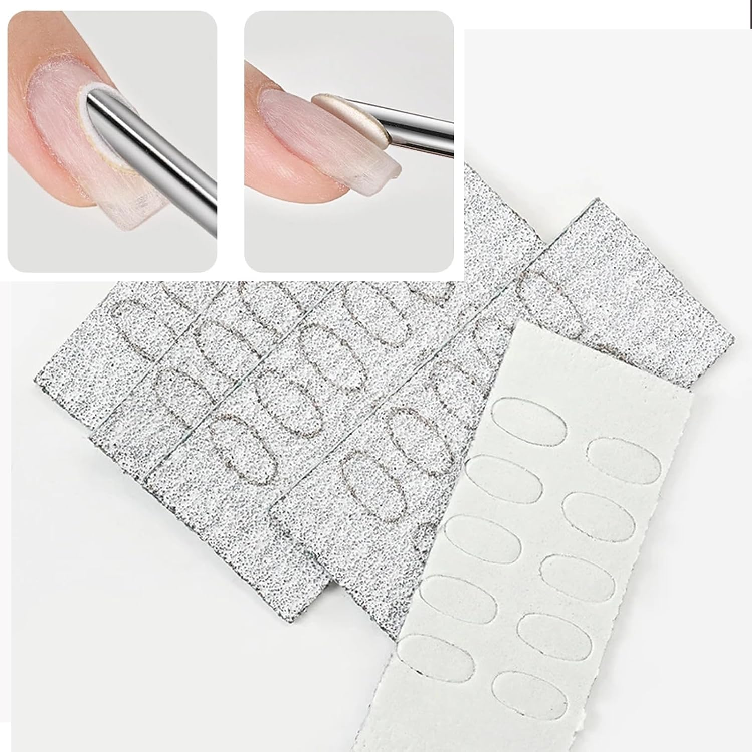 Dual Ended Nail Cuticle Pusher with 100Pcs 180/240 Self-Adhesive Grit Sandpaper Sheets Replaceable Refill Nails Pre Polishing Manicure Treatment Tool