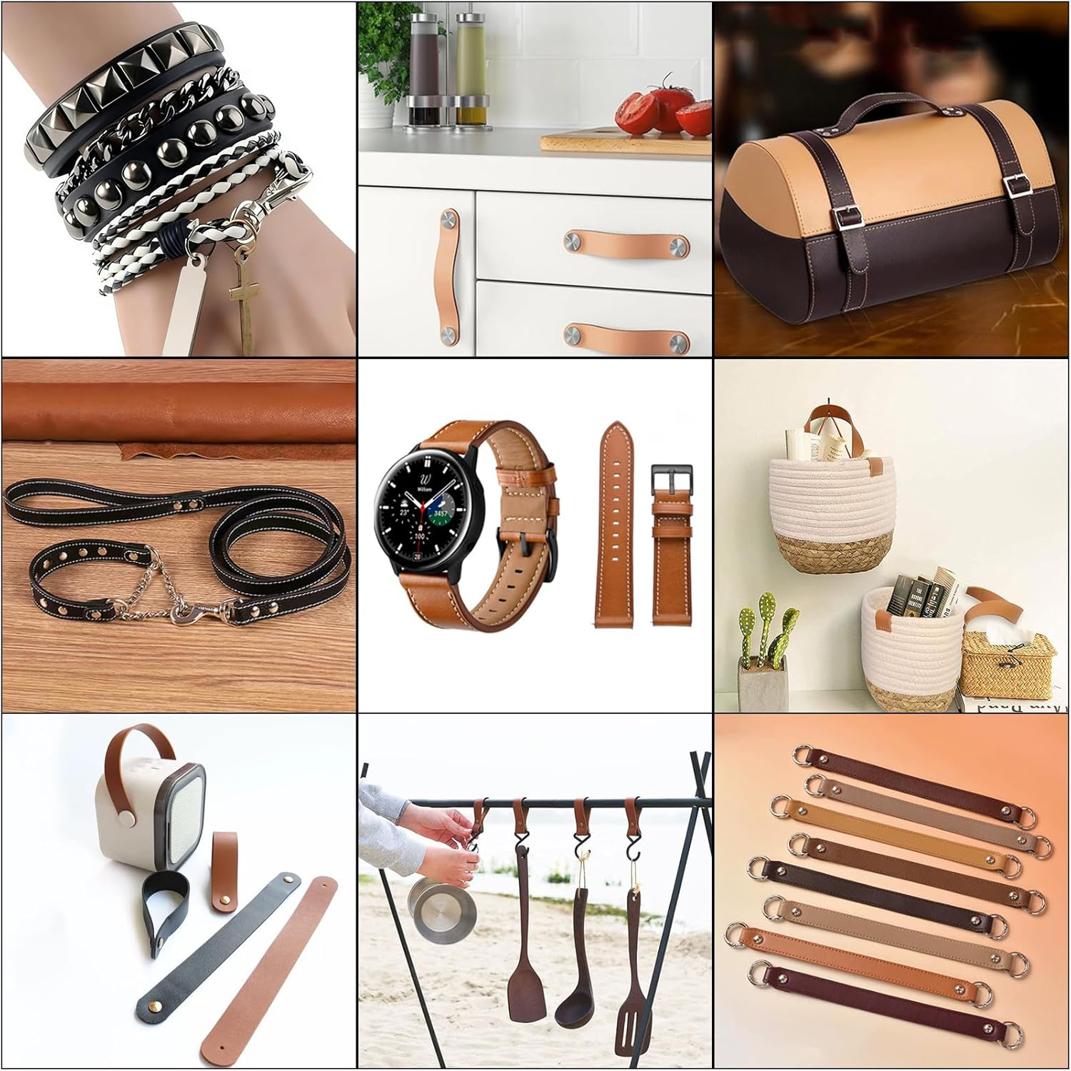 Picheng Faux Leather Strap: 1 Inch Wide 100 Inches Long Leather Strips Soft Leather for DIY Craft Projects Leather Belt Strap Pet Collars Traction Ropes Tooling (Apricot)