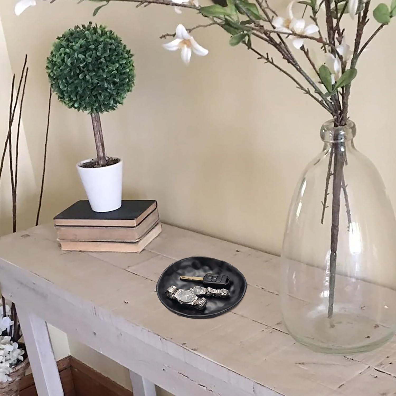 Feyarl Black Jewellery Tray, round Cosmetic Tray, Organiser Tray, Decorative Bowls, Bathroom Entrance for Bowls, Jewellery image number 2