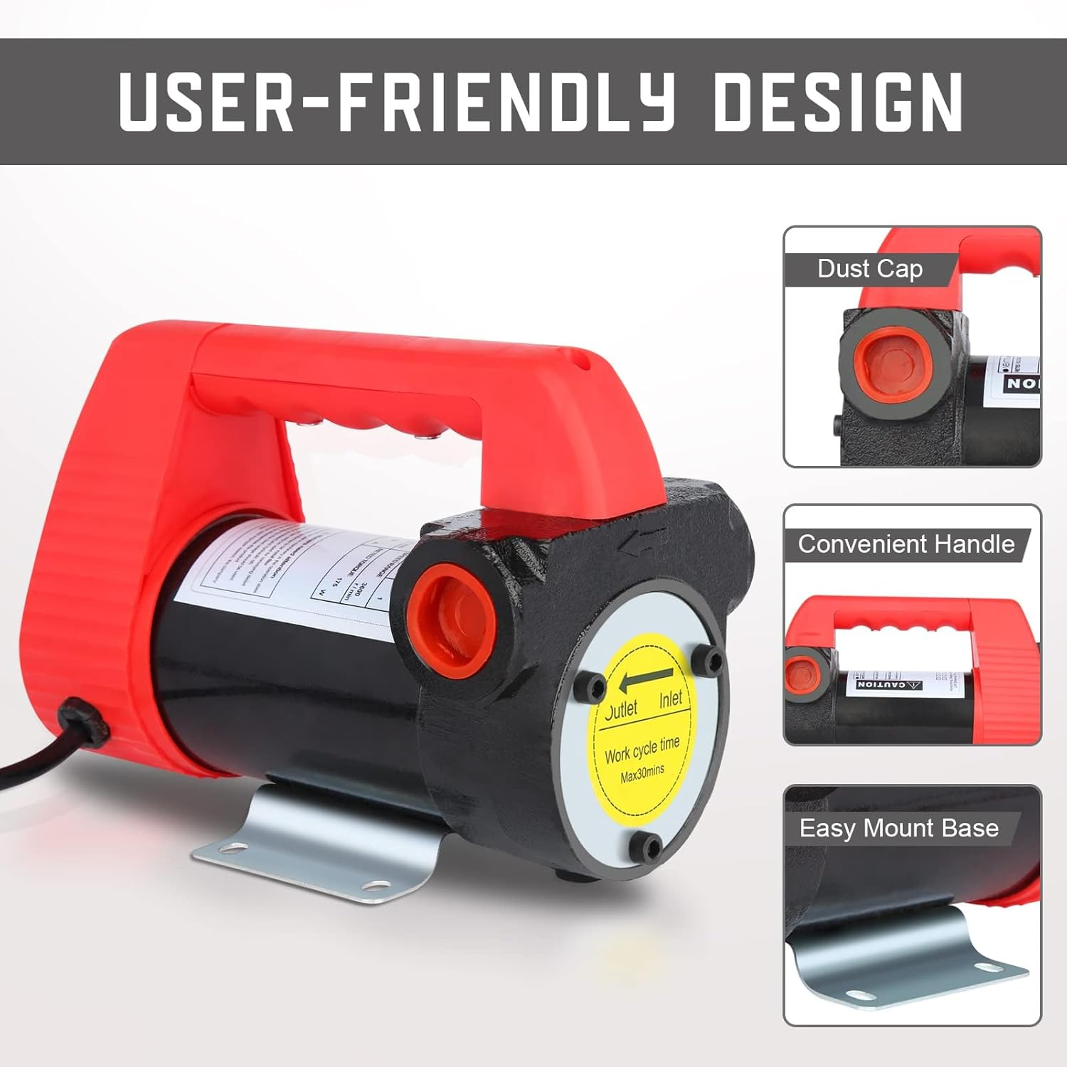 Portable Electric Fuel Transfer Pump, 12V DC Automatic Shut-Off Nozzle and Diesel, Kerosene, Machinery, Transformer, 6 Meters Flexible Digital Display Gun image number 4