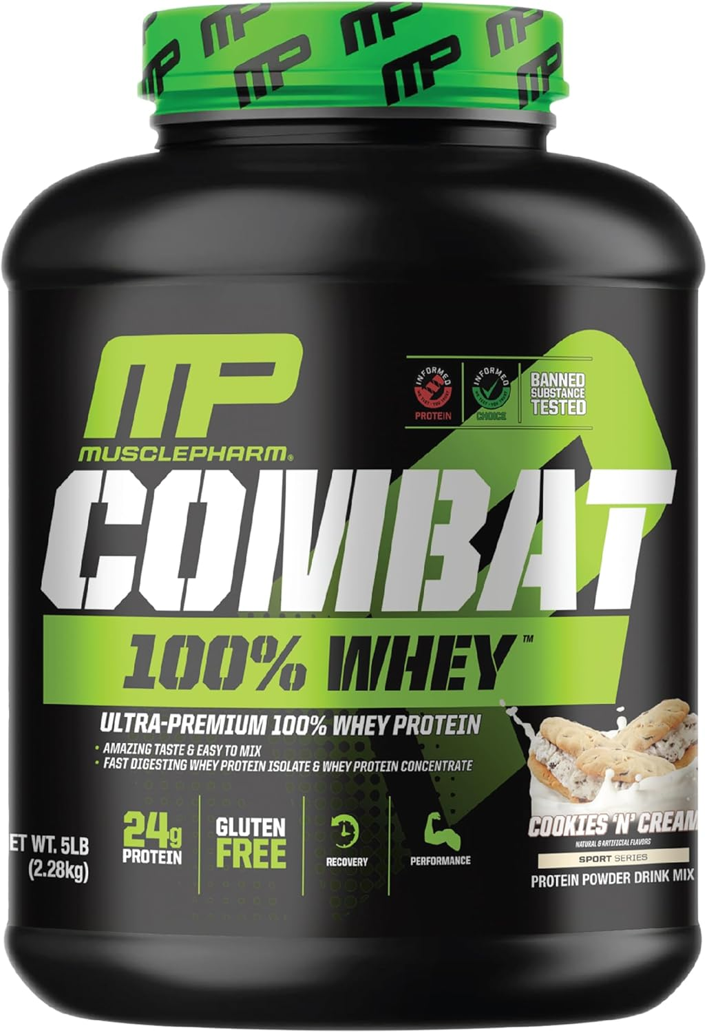 Musclepharm Combat 100% Whey Protein Powder, Cookies 'N' Cream, 5 Pound image number 1