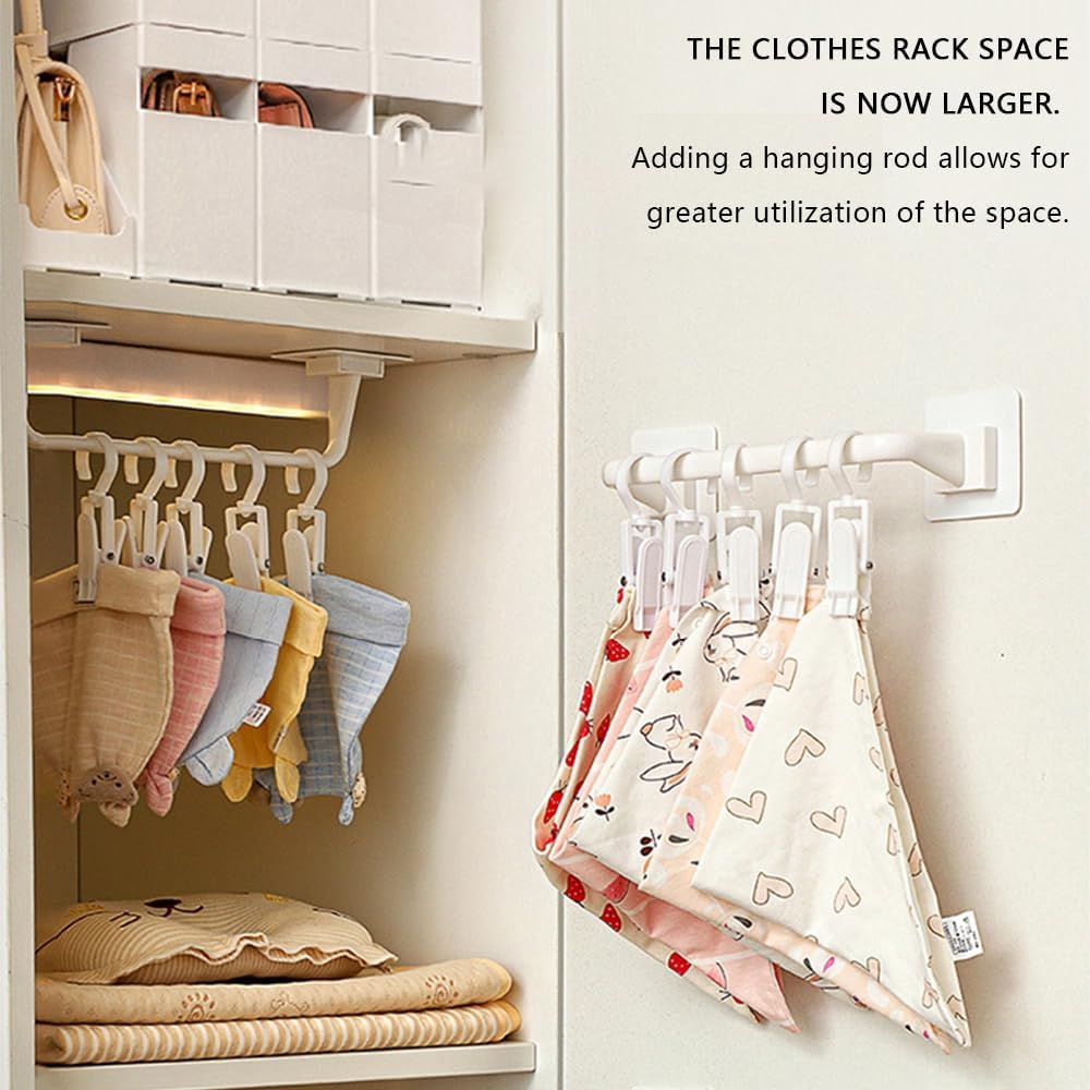 Kid Pants & Accessories Hanger Organizer &ndash; 10-Clip Closet Rack for Baby Socks, Leggings, Hats, Towels, and Cloth Diapers, Wall or Door Mounted, Space-Saving Storage for Toddlers image number 3