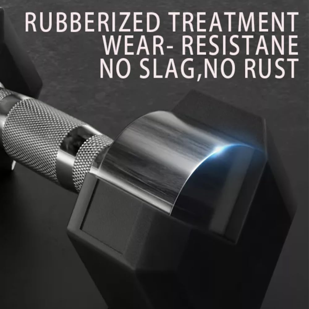 Hex Dumbbells (1KG-55KG), Fitness Dumbbell Set,Rubber Coated Encased Dumbbells Weight, Exercise Hand Weights with Non-Slip Handles, for Women Men,Home Gym,Workout,Strength Training,Bodybuilding - 10Kg X 2 image number 4