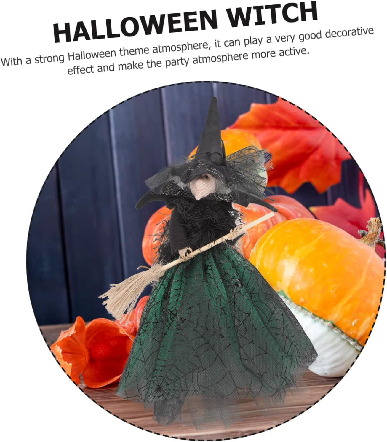 Witch Doll Ornaments Decorative Halloween Decor Wear Resistant Witch Decor Desktop Halloween Accessory for Tabletop Display image number 1