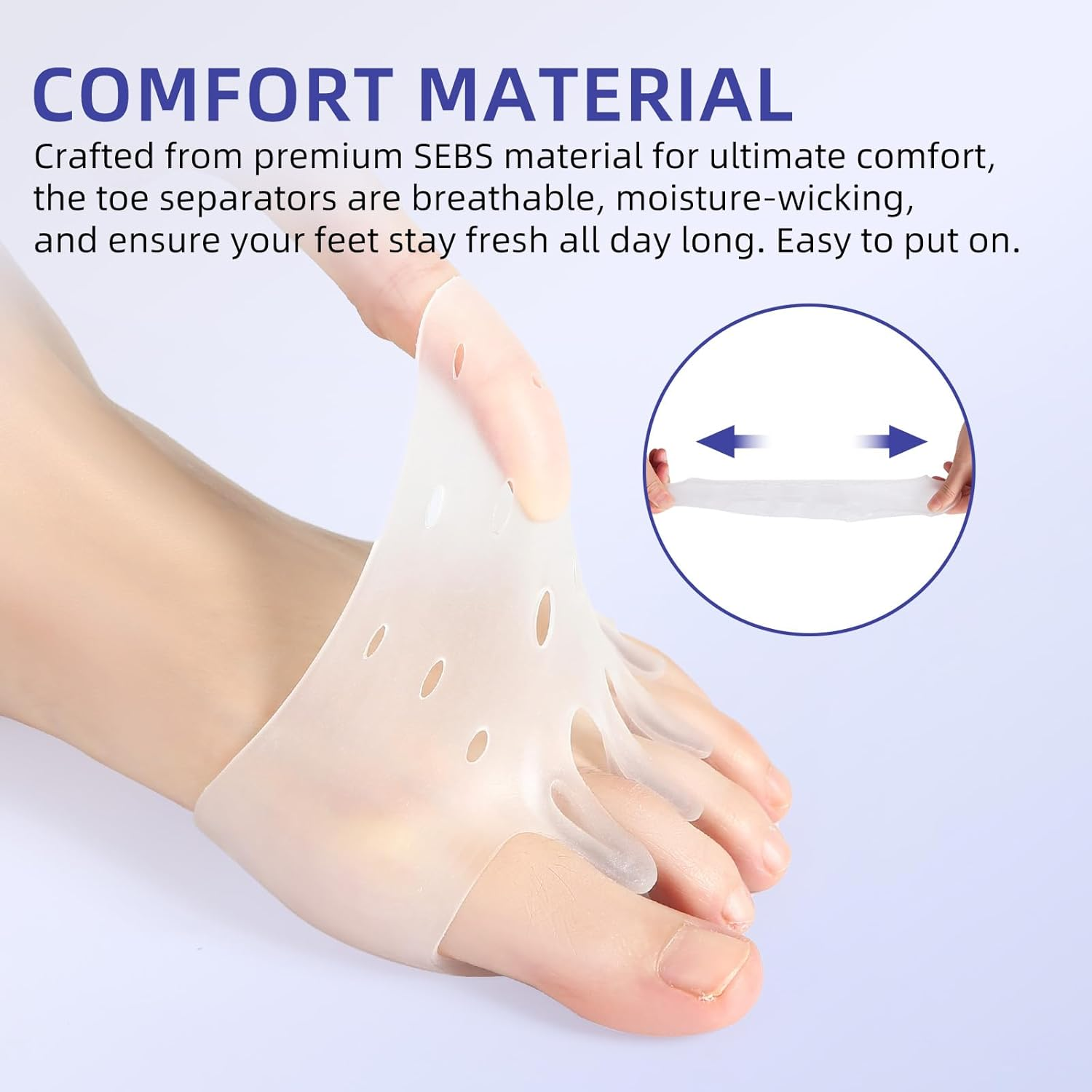 Hewaomm Adjustable Hyggear Silicone Toe Separators, 2 Pairs Spacers Bunion Corrector for Women Men, Ball of Foot Cushions for Overlapping Hammer Big Toes