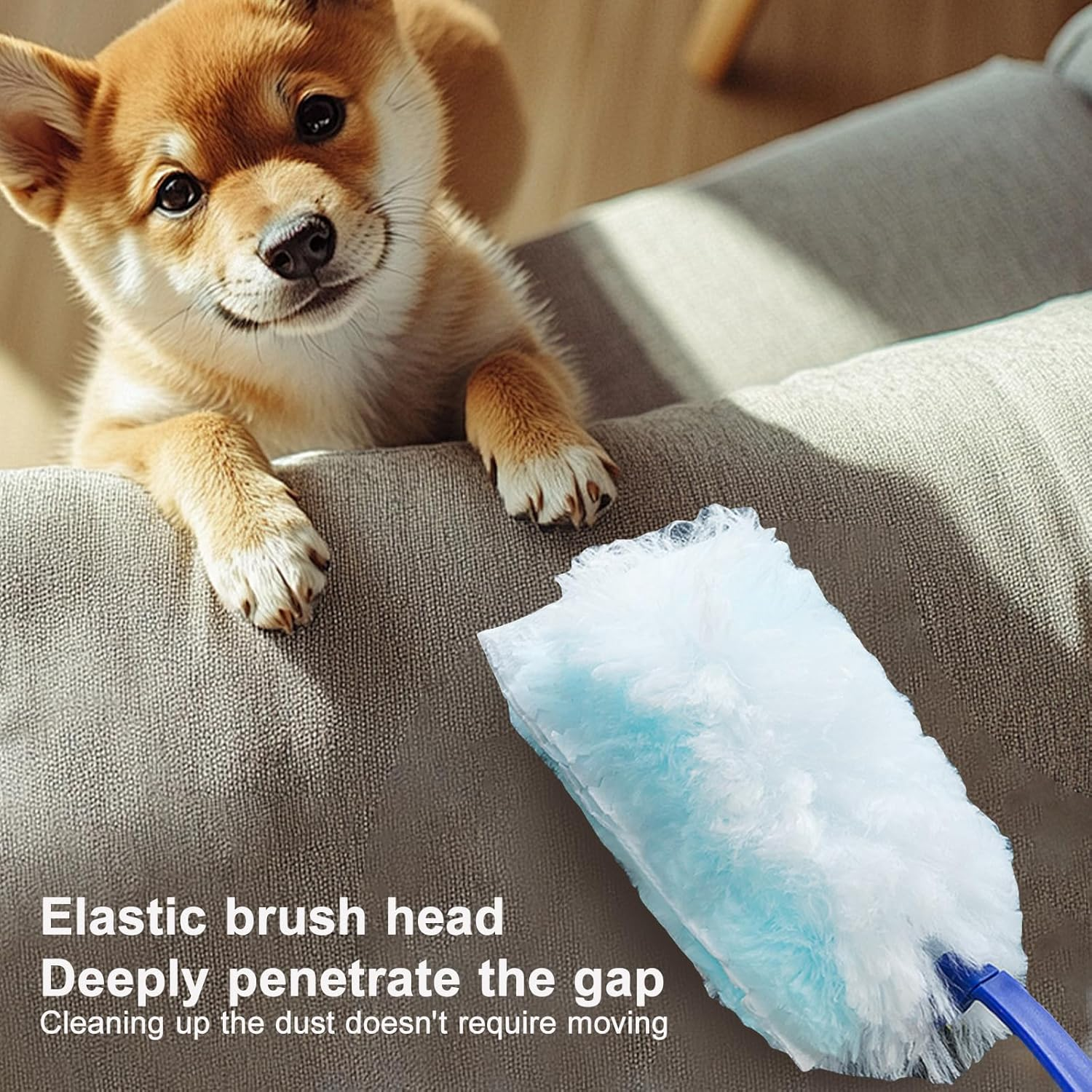 20 Pcs Flash Dust Magnet Refill with Handle,Fluffy Dusters Refills Replacement Duster Head for Cleaning,Blue Disposable Flash Dust Magnet Refills for Home and Car Cleaning image number 2