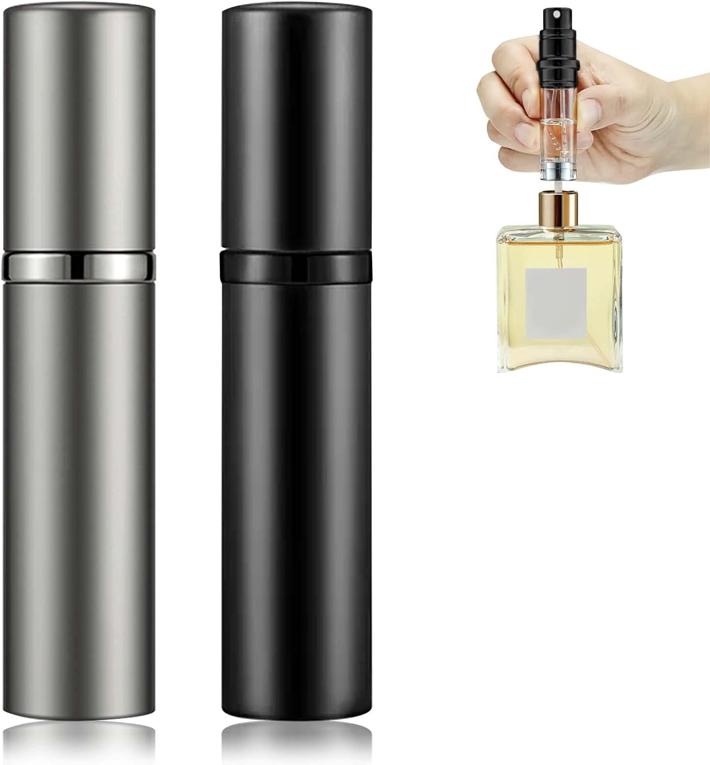 5ML Perfume Atomizer Refillable, Perfume Atomizer Empty, Empty Travel Perfume Atomizer Mini Portable Spray Bottle, Perfume Container, Pocket Atomizer Perfume Bottles (Black+Gray) image number 5