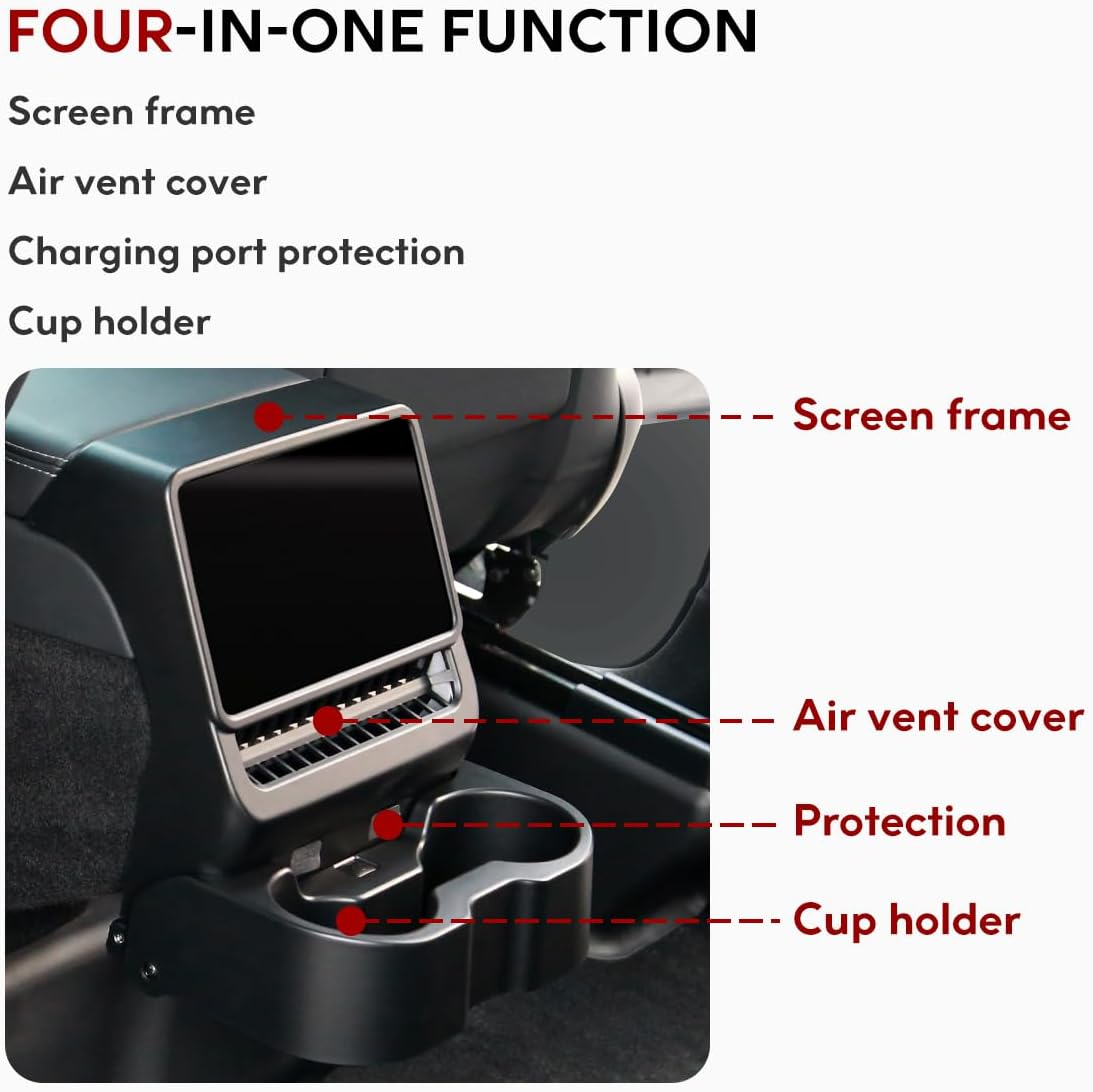 Rear Cup Holder for Tesla Model Y Juniper Accessories, Rear Center Console Cup Holder for Model 3 Highland 2025 2026, No Drilling, Anti-Slip Foldable Accessories for 2026 Model Y Juniper Back Seat image number 2