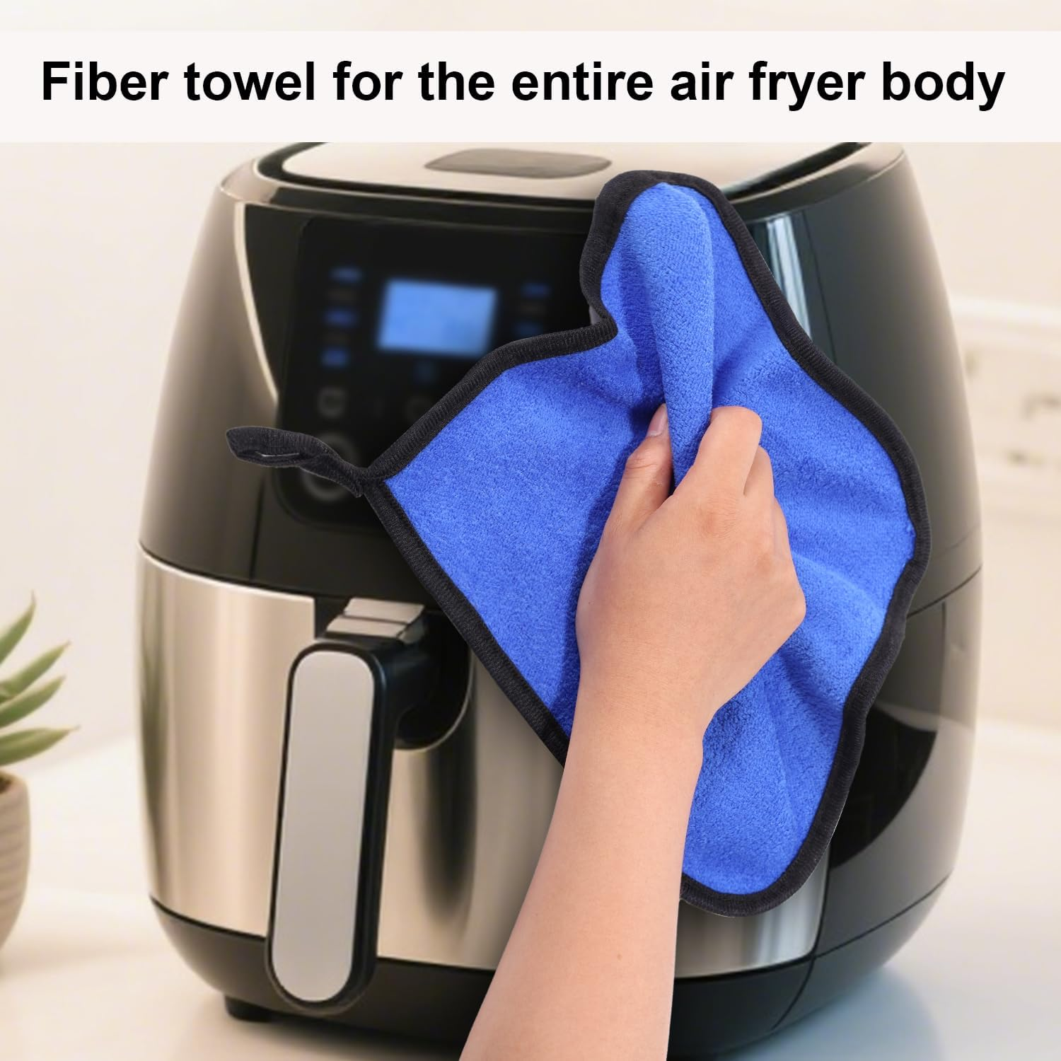 7Pcs Air Fryer Cleaning Kit, Air Fryer Cleaning Brush with 3 Style Brushes Sponge Towel Kitchen Clean Accessories for Stubborn Grease & Food Residue Removal