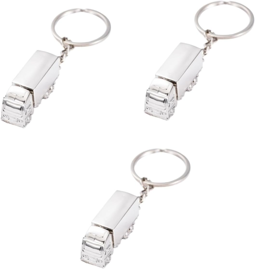 3Pcs Metal Truck Key Ring Keyfob Keychain - Creative for Truck Drivers and Lovers, Compact and Lightweight, Silver image number 5