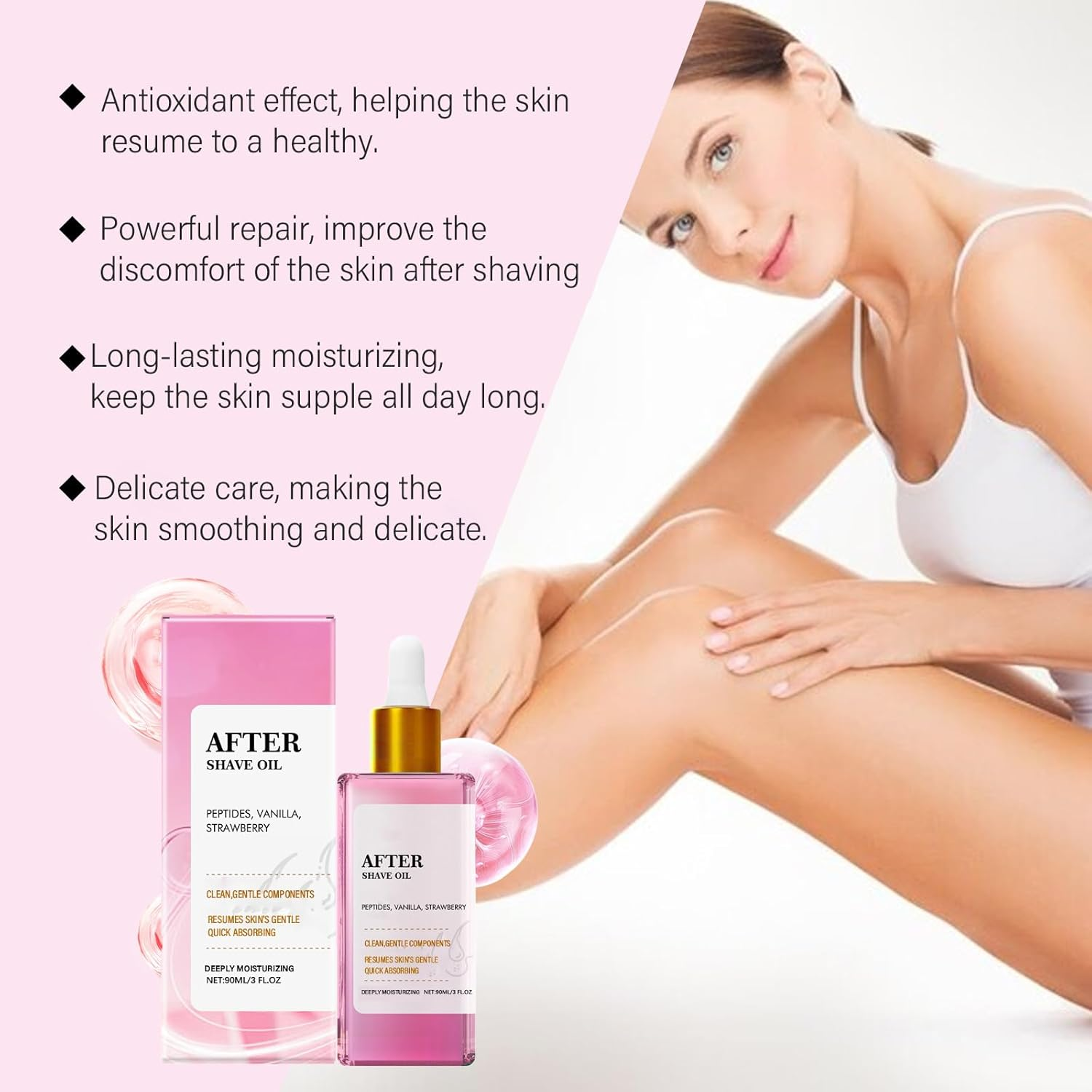 Strawberry Vanilla Aftershave Moisturizer, Smooth, Soothing Skin, Moisturizing and Nourishing Post-Shave, Gentle Shaving, Suitable for Mild, for All Skin Types (3Pcs) - 2Pcs image number 2