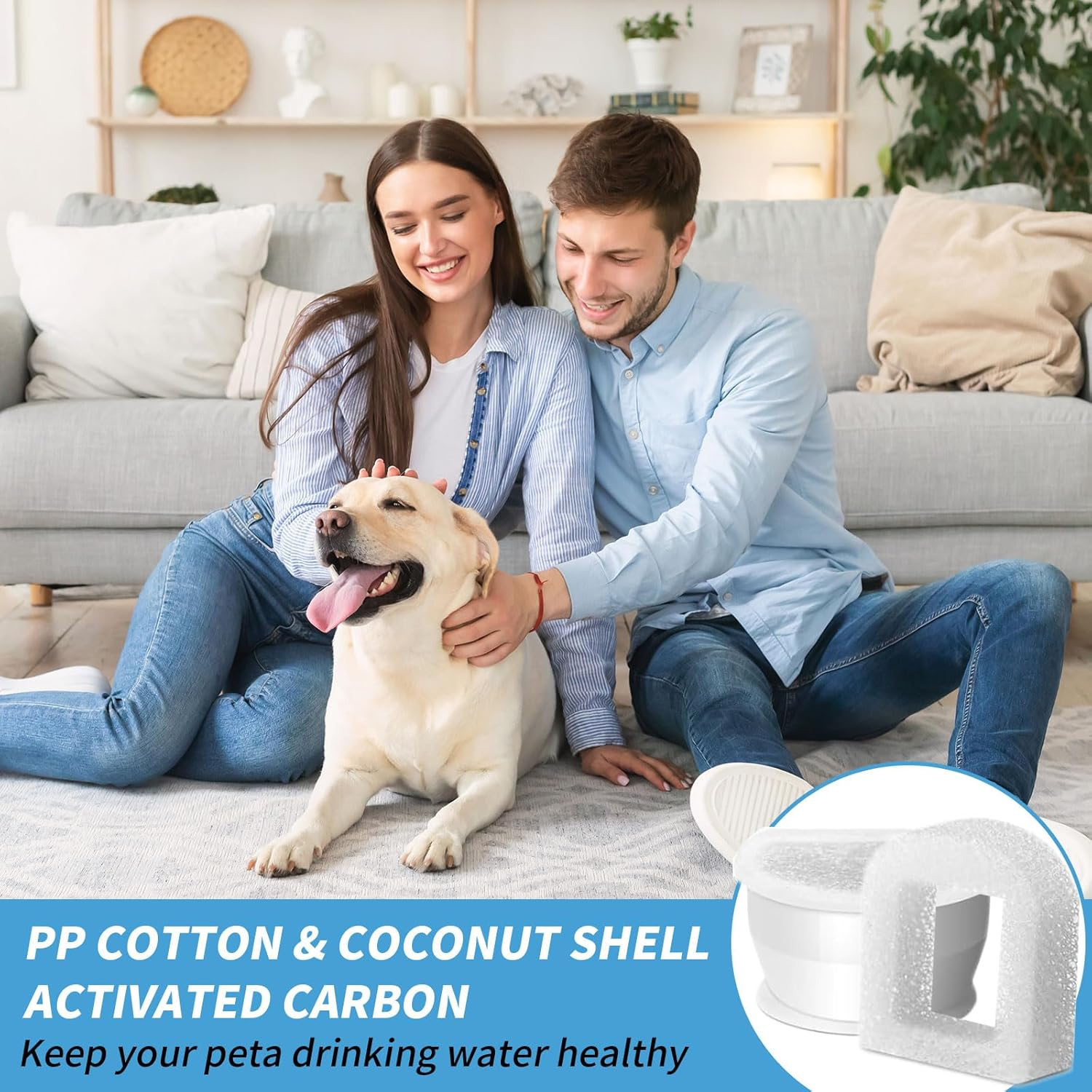 8 X Replacement Carbon Filters for Cat Fountain, Drinkwell Drinking Fountain Filter with 8 Foam Filters, Water Fountain Filter for Cats Dogs for Avalon Pagoda Gallon Seaside Butterly Sedona Seascape image number 3