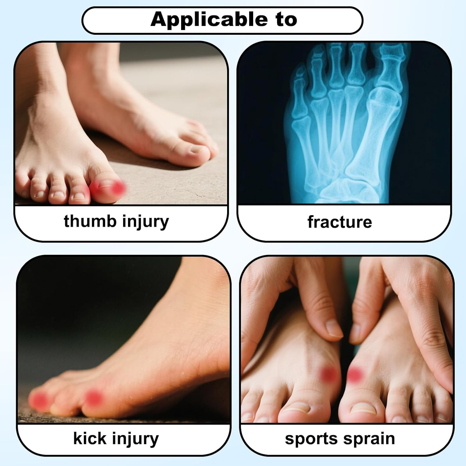 2Pcs Big Toe Splints, Adjustable Big Toe Straightener with Metal Plates Hallux Valgus Brace for Women Men Fractured Sprains Turf