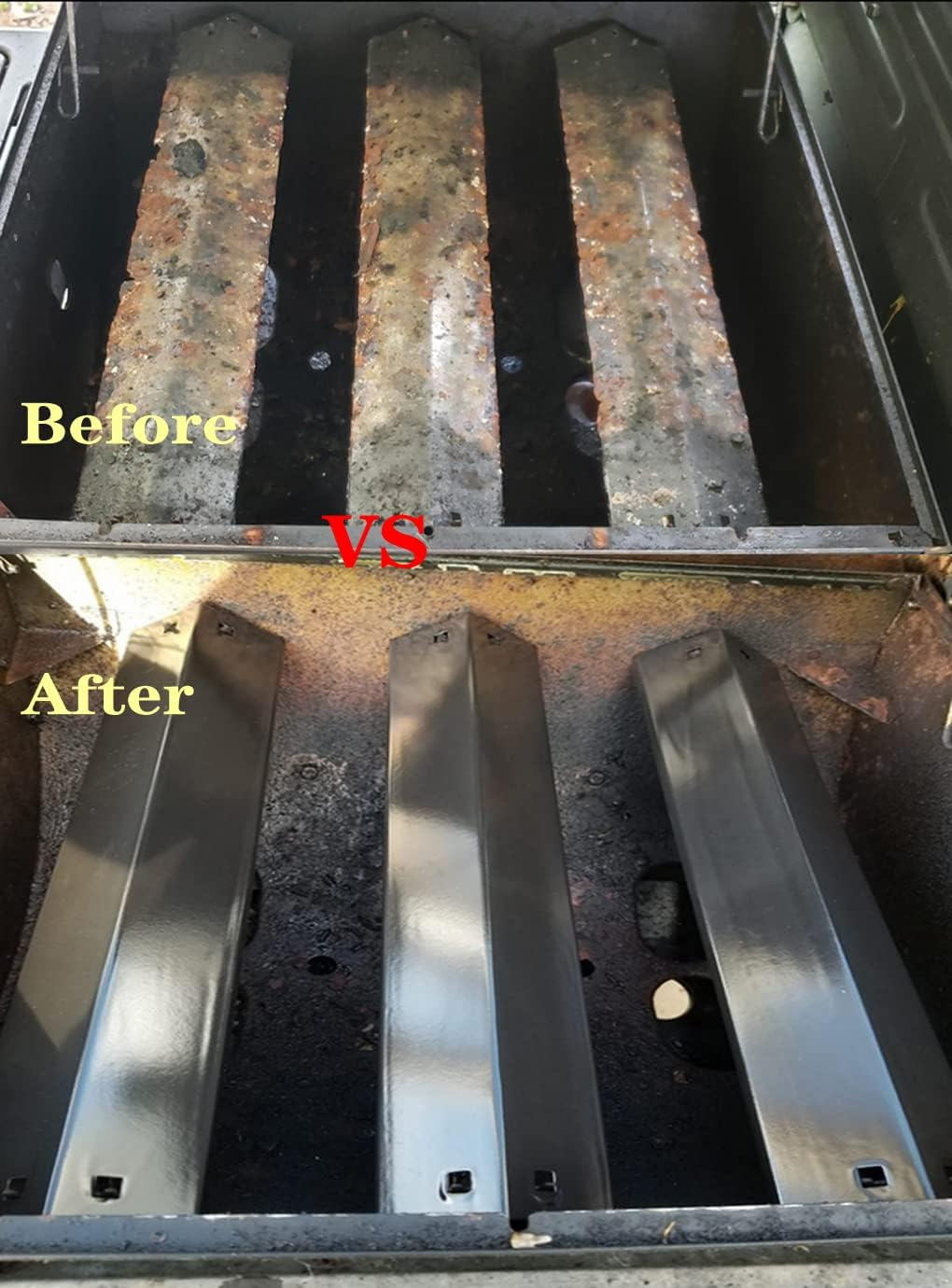 Votenli P9505A (3-Pack) Porcelain Steel Heat Plate, Heat Shield, Heat Tent, Burner Cover, Vaporizor Bar, and Flavorizer Bar Replacement for Select Chargriller Gas Grill Models