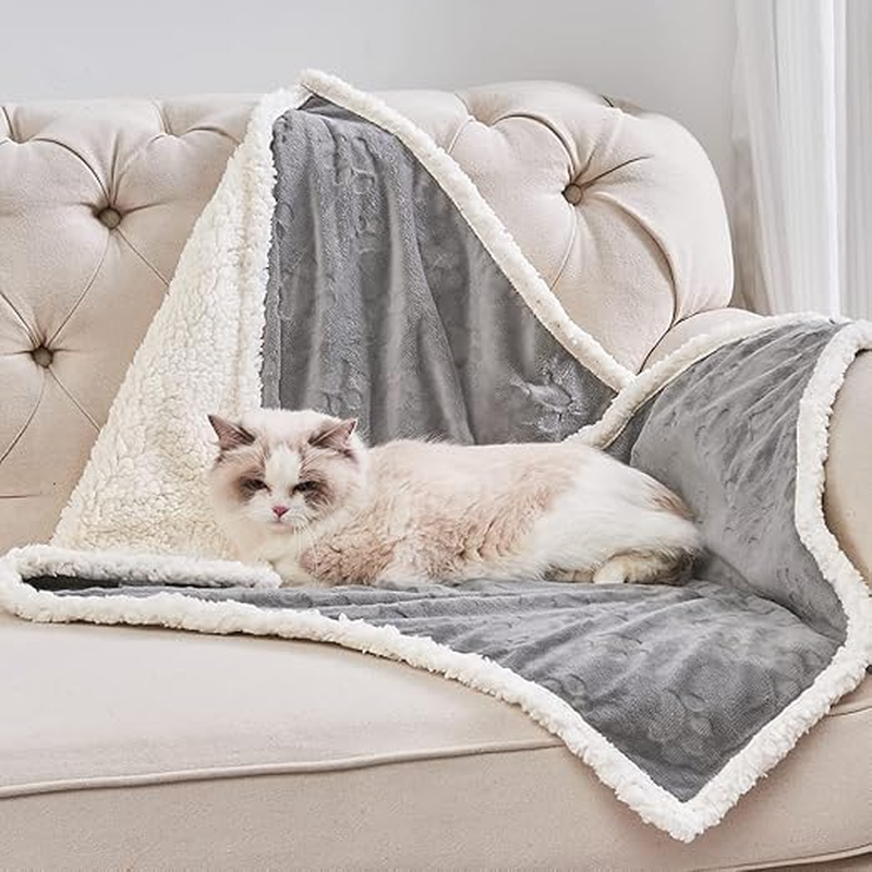 Dog and Cat Pet Blanket - Waterproof Washable Cat and Dog Wool Blanket, Soft and Warm Plush Pad, Suitable for Beds, Sofas, Cars, Sofas, 25 Inches X30 Inches, Gray image number 4