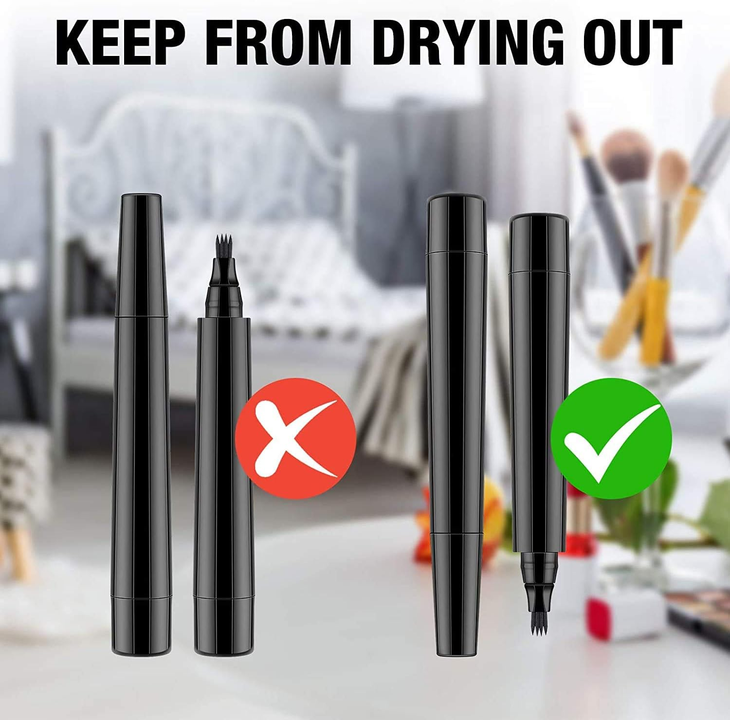 Tongke Beard Pen Filler for Men, Beard Pencil Creates Natural Looking Beard Long Lasting Waterproof with Bristle Brush (Black) - Brown image number 4