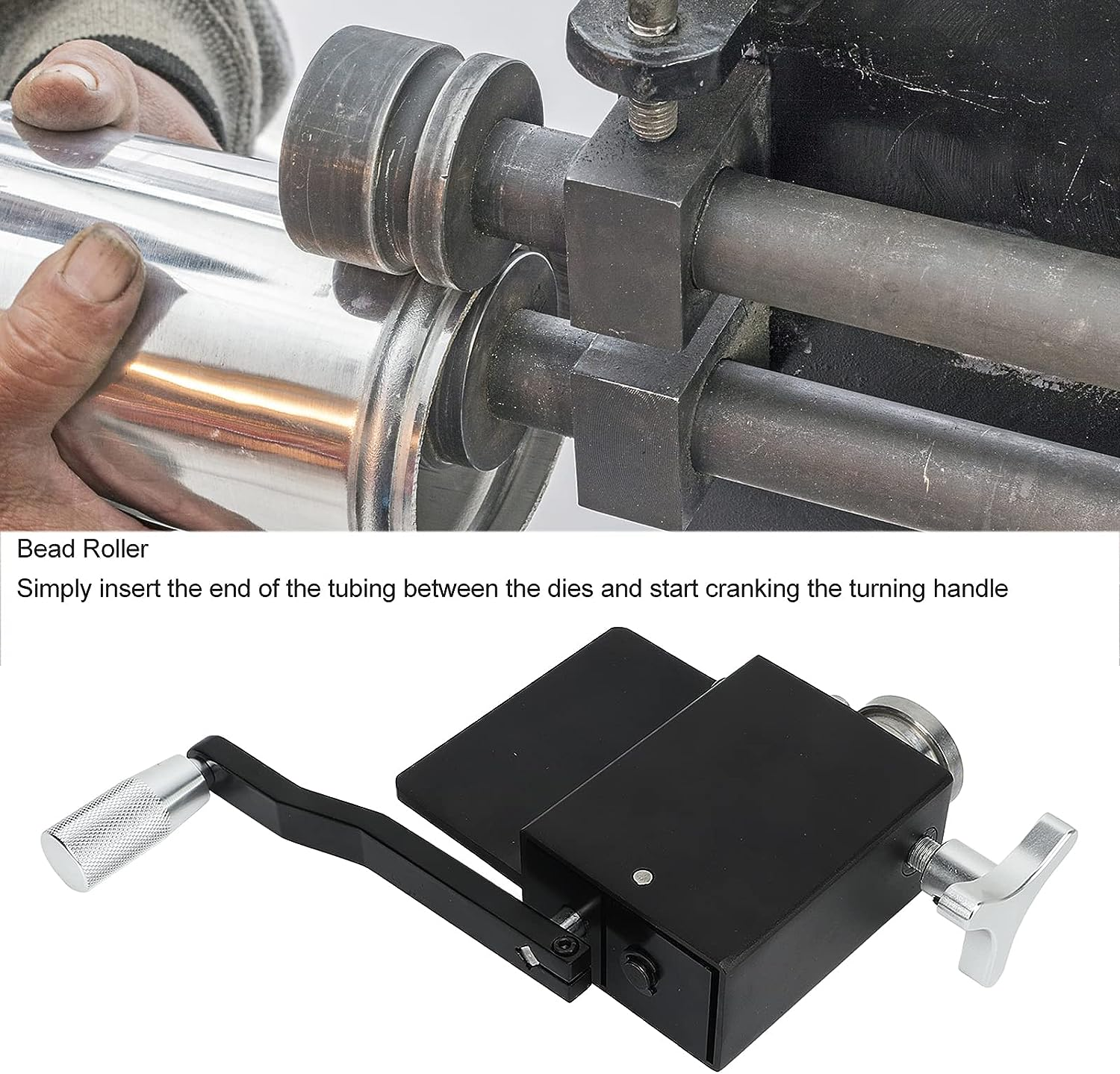Manual Bead Roller, Tubing Beader Metal Bead Roller Machine, Intercooler Pipe Bead Form Machine Pipe Beading Tool Pipes Tubing Roller Pipe Flaring Tubing Tool for Copper Tubing image number 1