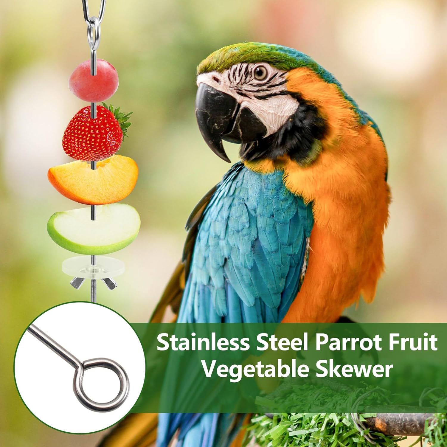 LELE LIFE 5 Pcs Hanging Bird Cage Feeder Parrot Fruit Vegetable Skewer Stainless Steel Parakeet Budgie Bird Cage Accessories image number 6